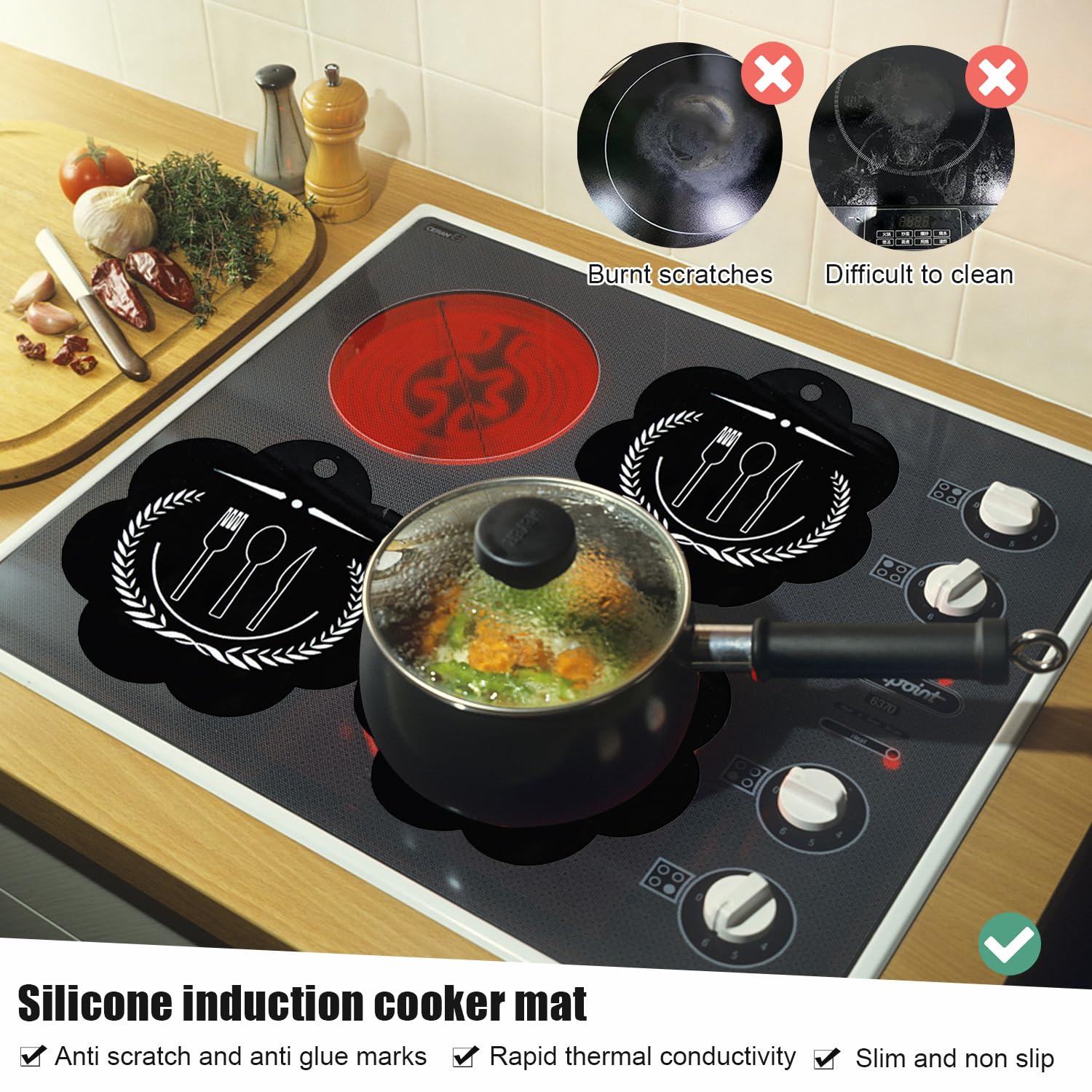 Tappetino Protettivo Per Piano Induzione - Silicone Alimentare 62x53cm - Resistente Al Calore Fino A 250°C - Foto 12