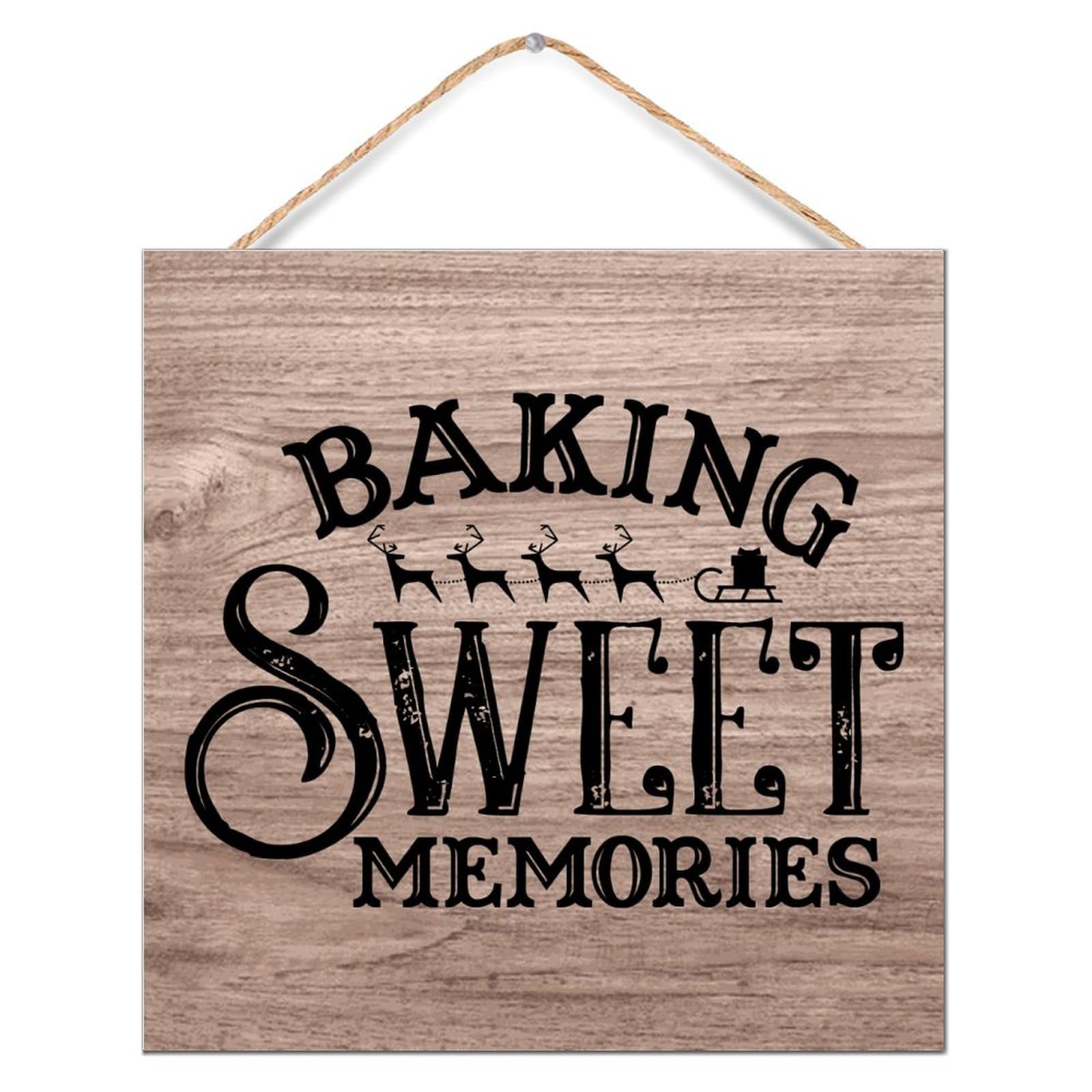 Panneau en bois Baking Sweet Memories suspendu pour déco murale rustique