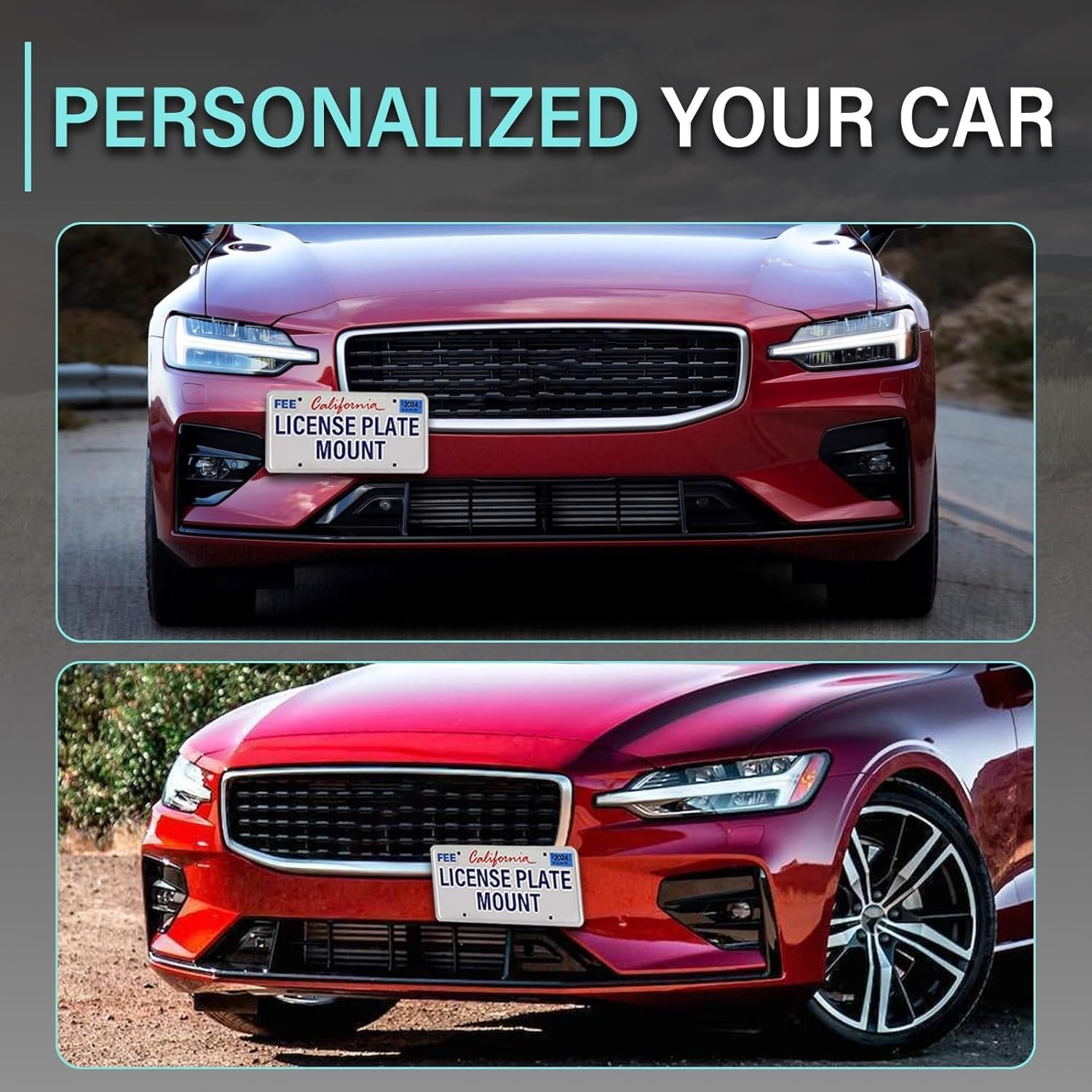 No Drill Front Bumper Tow Hook License Plate Mount Bracket Holder Compatible with Volvo S60 2019-2023, V60 2015-2023, XC60 2008-2017, XC60 2018-2023 Front License Plate Frames Mounting Car Accessories - Image 3