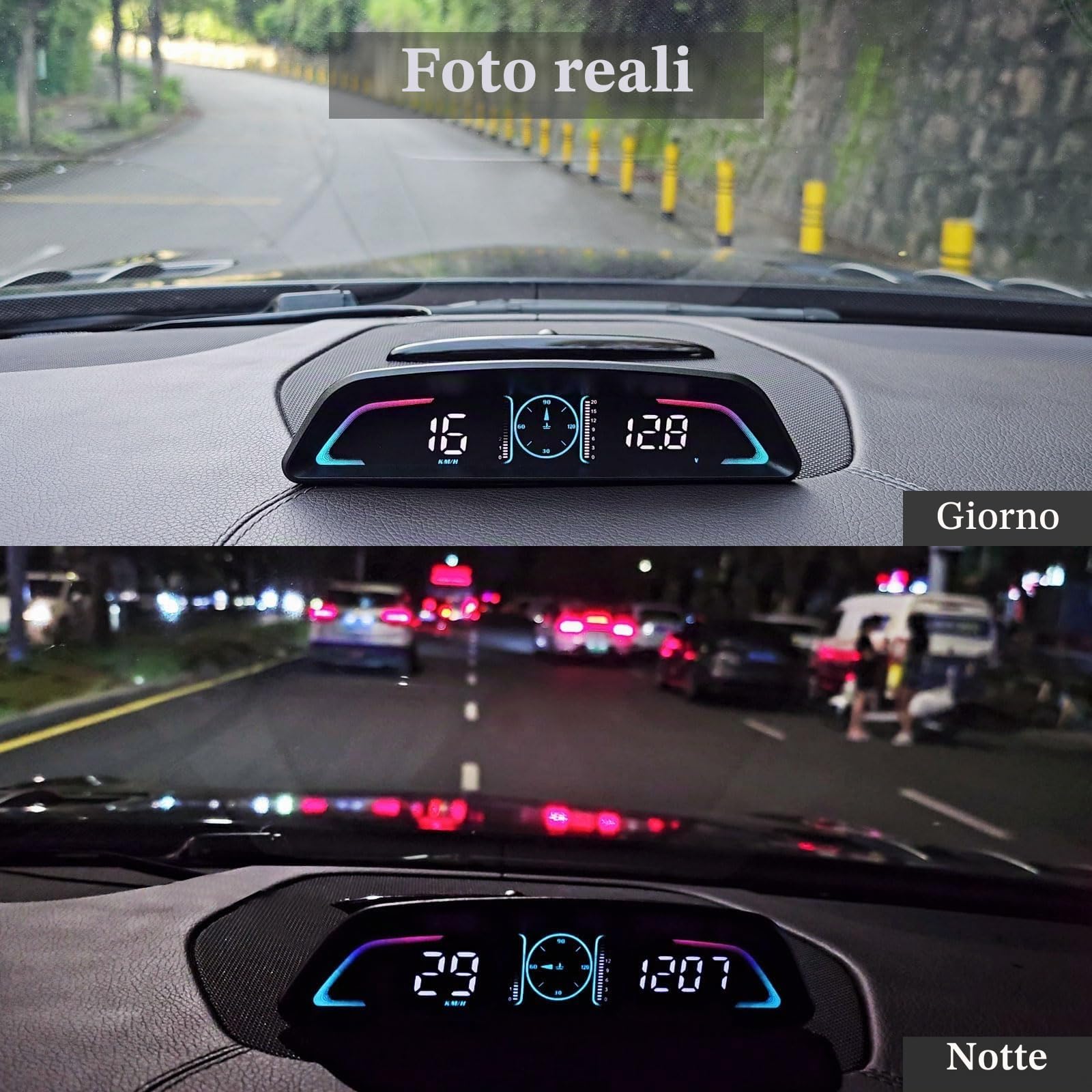 Car HUD Head Up Display, MPH and KM/H, AMROOLOO, Heads Up Display Car, Display Car Speed, RPM, Time and Other Functions, Digital Speedometro Auto MPH