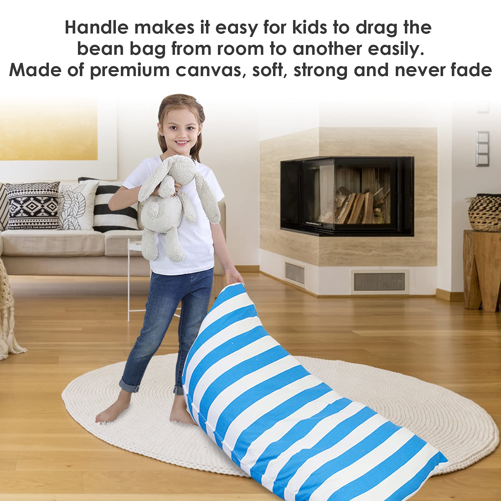 iFCOW Funda para Silla de Peluche, Organizador para Silla de Peluche con Cremallera para niños pequeños (Raya Azul)