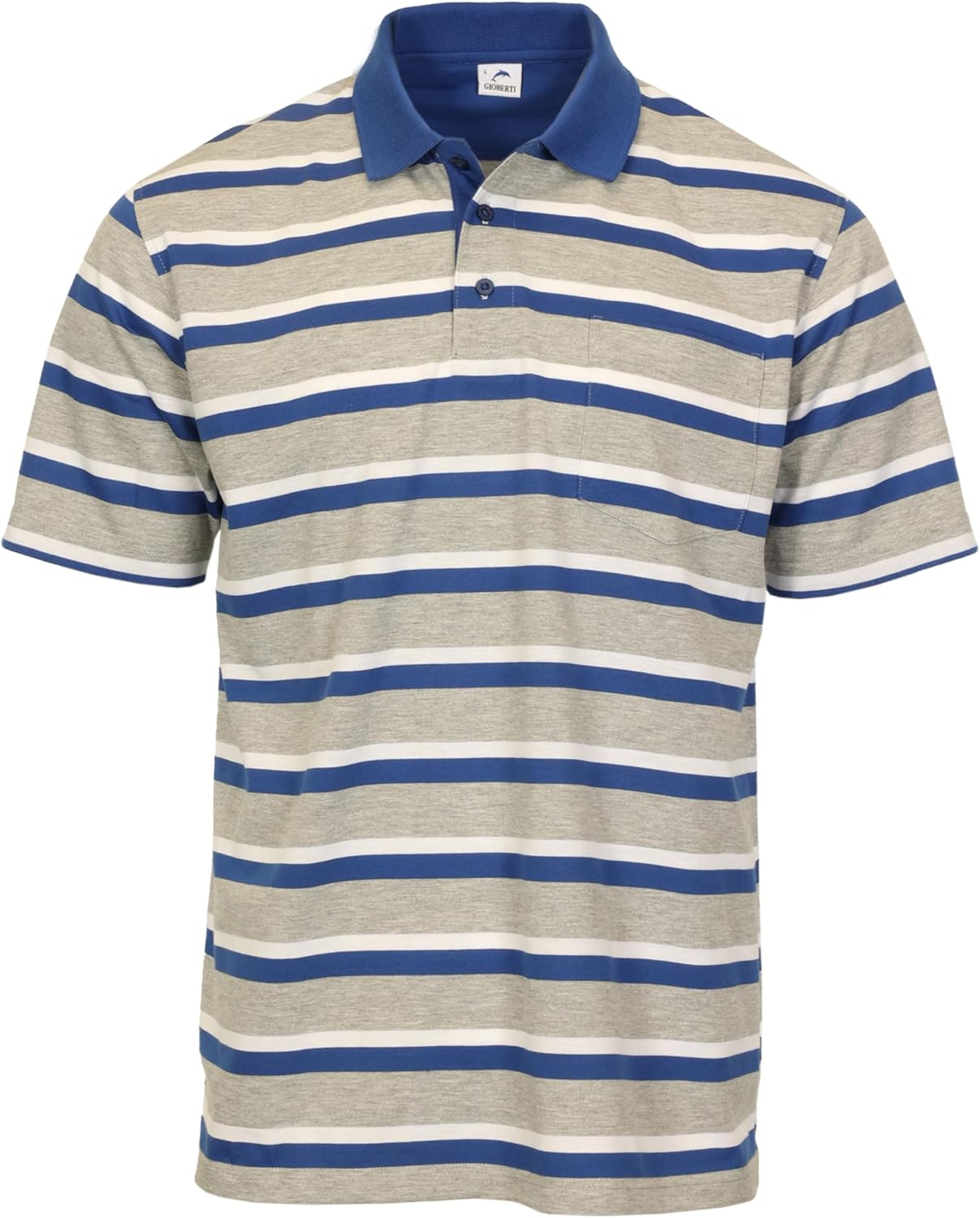 Gioberti Mens Multiple Stripe Polo Shirt with Pocket