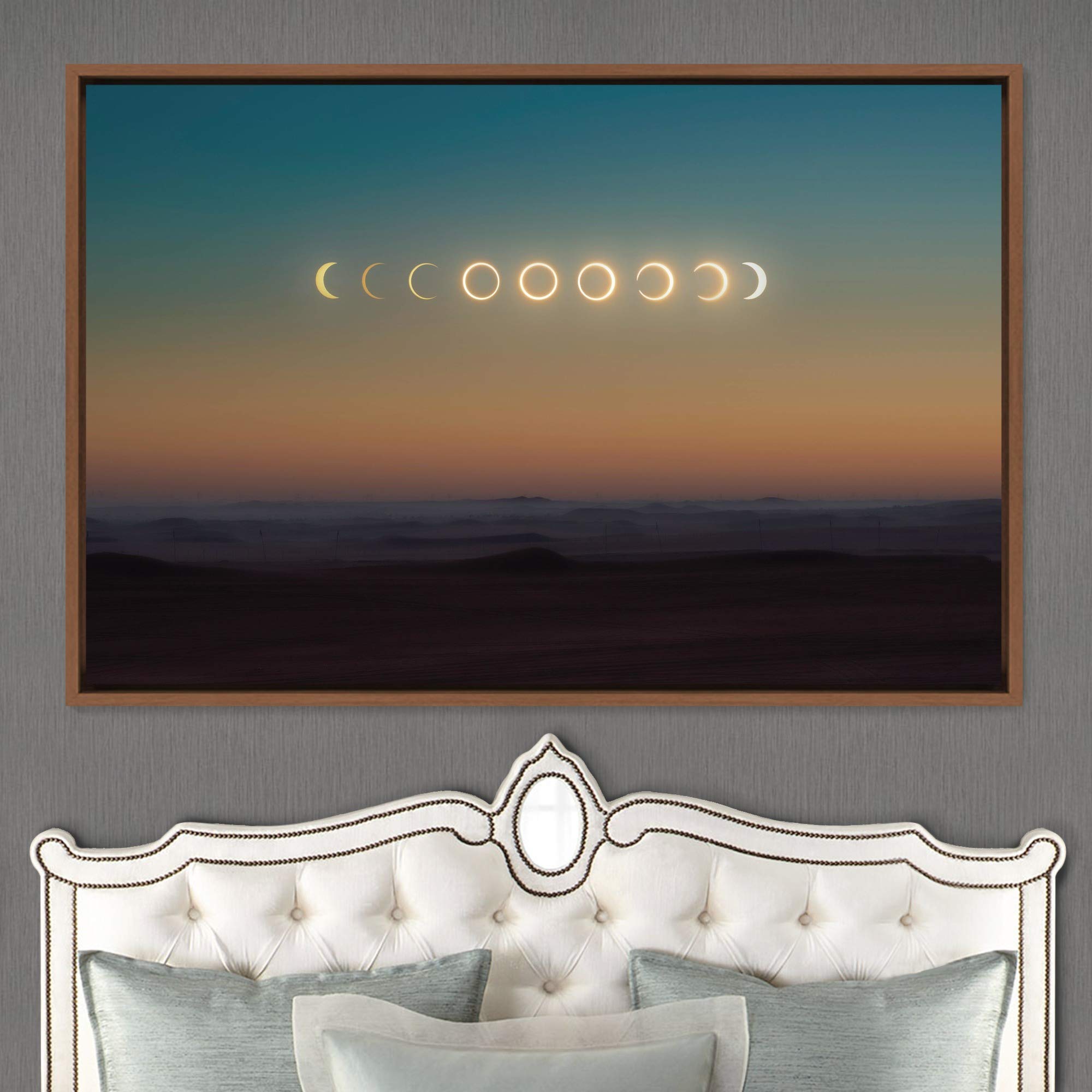 SIGNWIN Framed Canvas Wall Art Moon Phase Aerial Astronomy & Space Expressive Global Moon Multicolor Photography Realism Warm - 24"x36" Natural