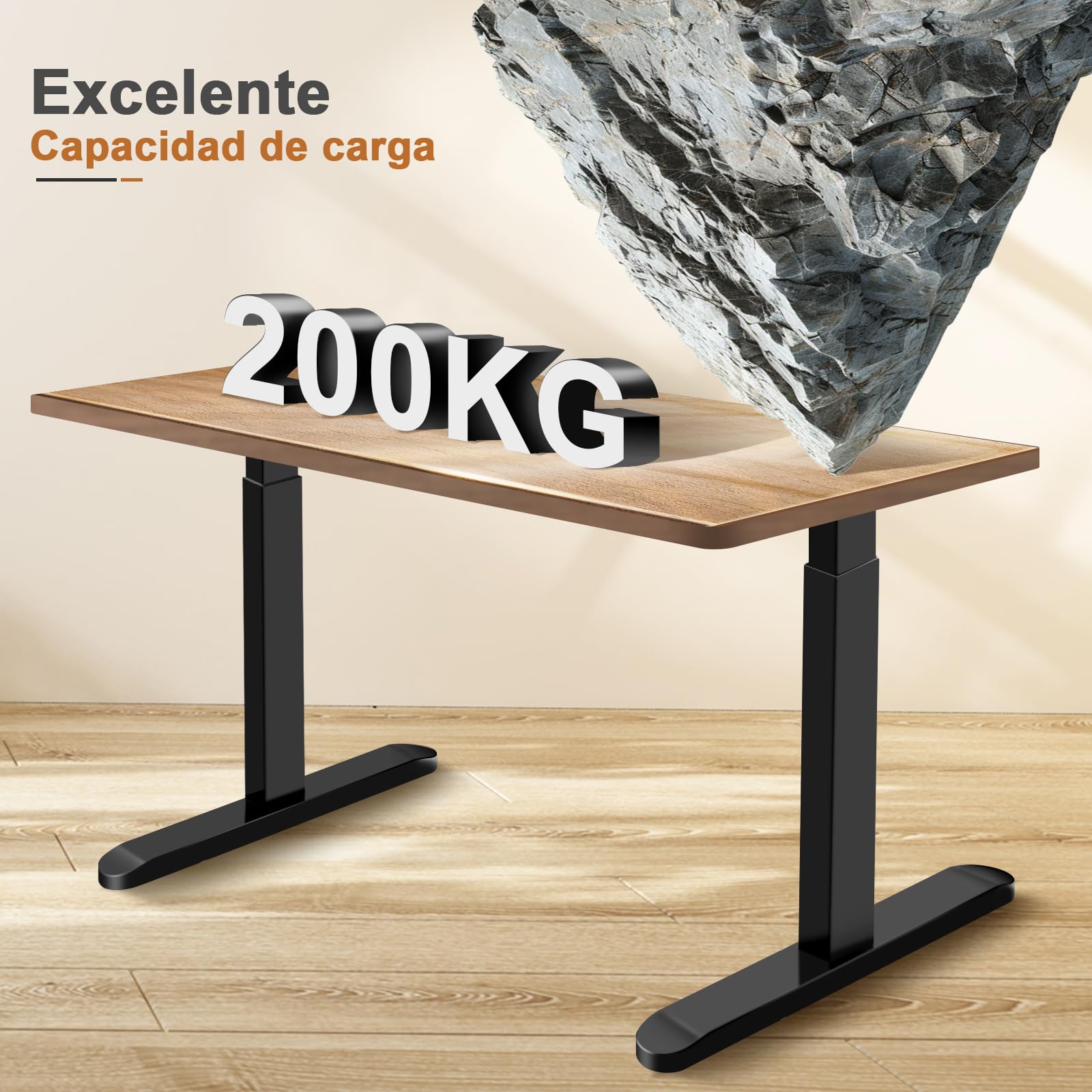 Marco de Escritorio Elevable Eléctrico Ajustable en Altura, con 2 Potentes Motores, Mesa Elevable con Panel Inteligente de 3 Memorias, Soporte hasta 200KG,Negro