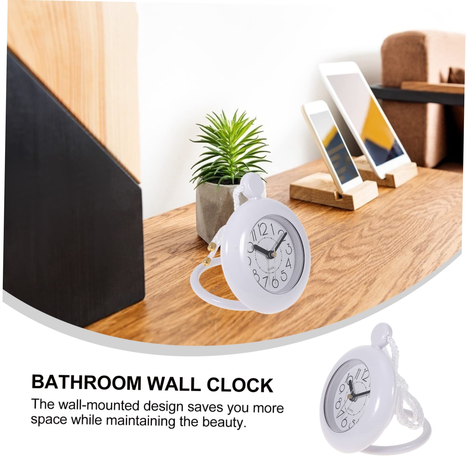 Cabilock Bathroom Wall Clock Battery-Powered Waterproof Clock Easy to Install Home Decor