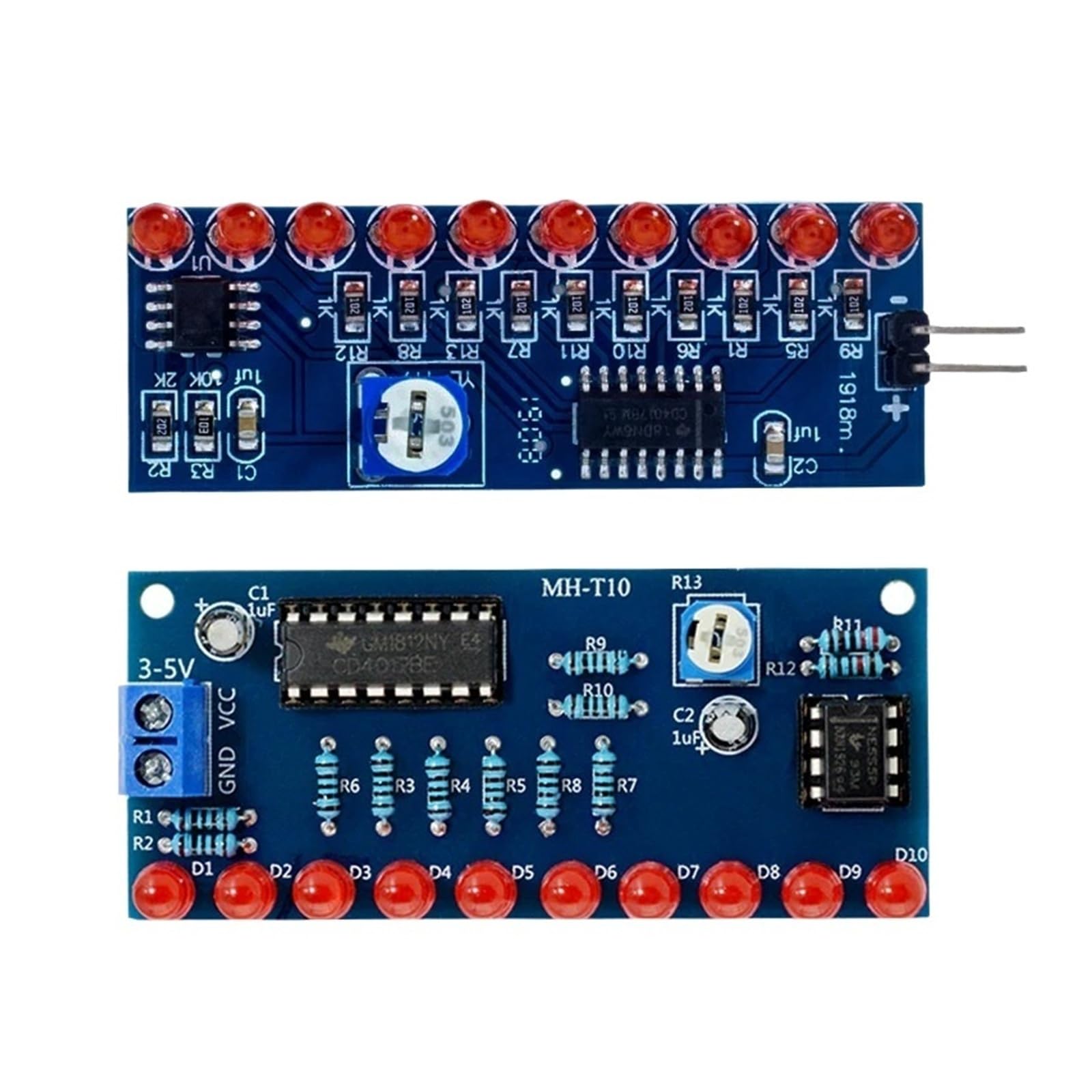 Kit di elettronica NE555+CD4017 Modulo LED a flusso d'acqua leggera Kit fai da te per imparare i principi elettronici, laboratorio per bambini (tipo 2)