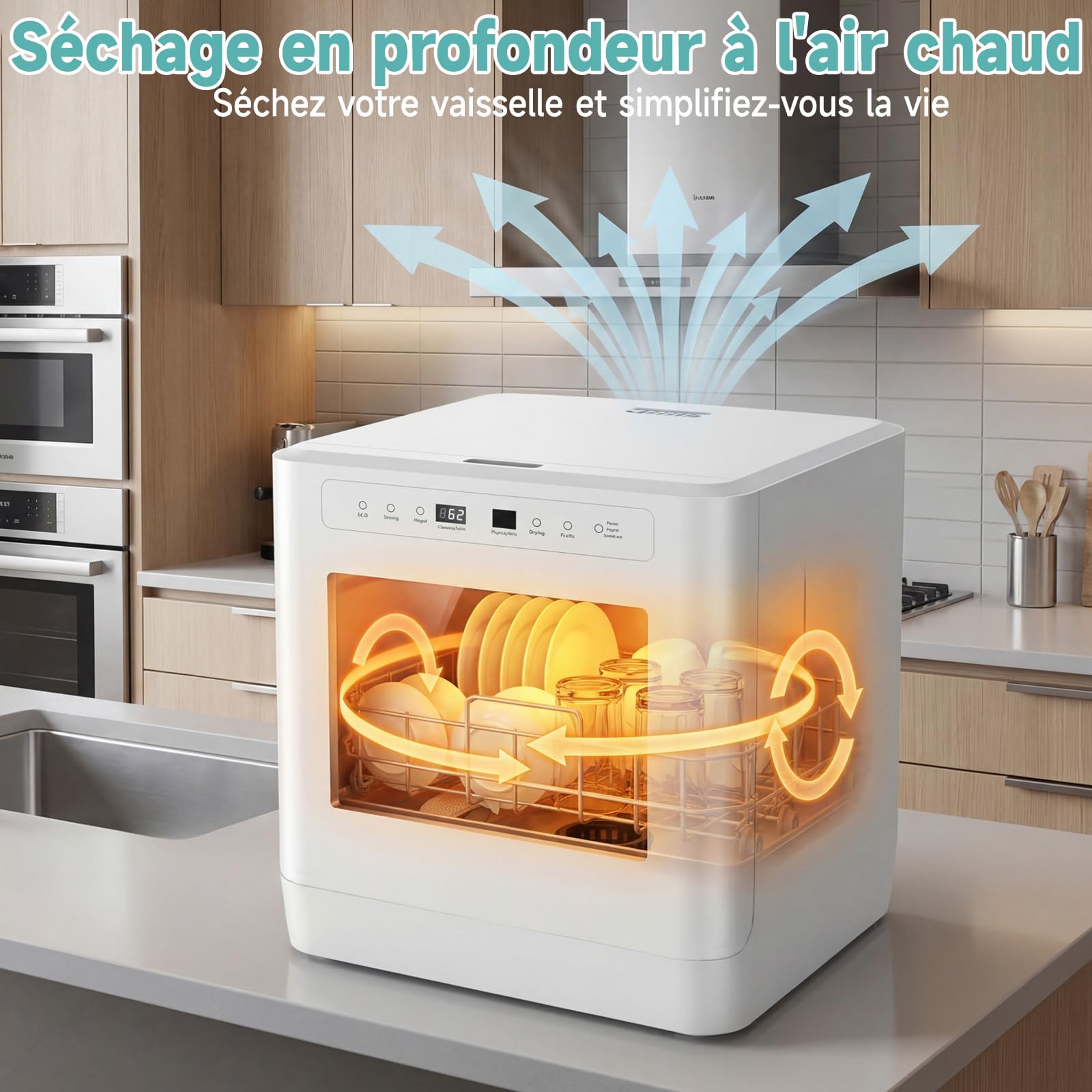 Mini lave-vaisselle 6 programmes 8 couverts 5 litres eau cuisine appartement
