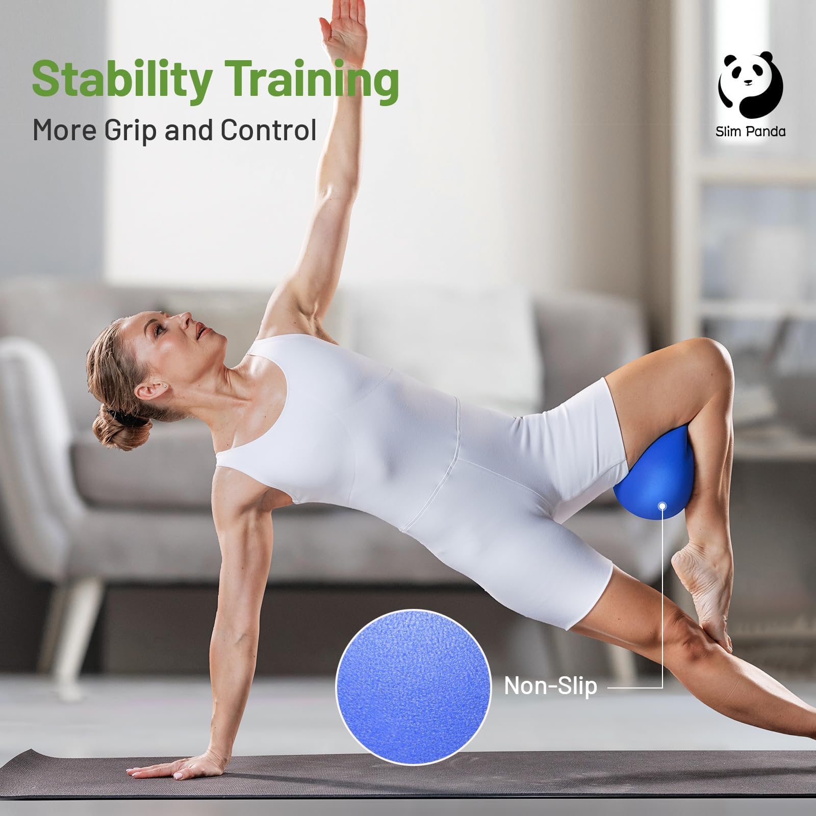Slim Panda Palla Pilates Piccola,23-25cm Anti Scoppio Antiscivolo Palla Ginnastica con Cannuccia Gonfiabile,Soft PVC Palla daYoga per Fitness