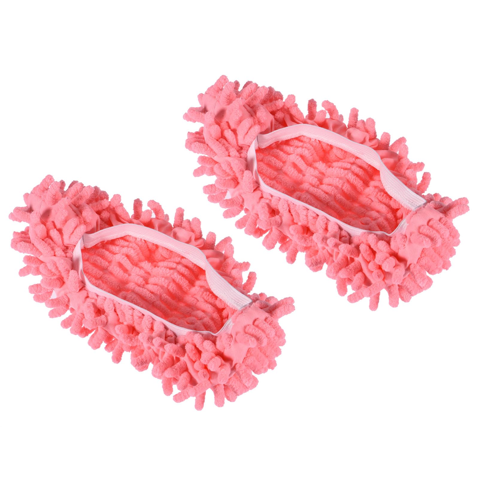 YOKIVE 2 Pcs Washable Cleaning Shoes Covers, Home Multifunction Chenille Duster Mop Slippers Foots Sock | House Office Floors (Pink)