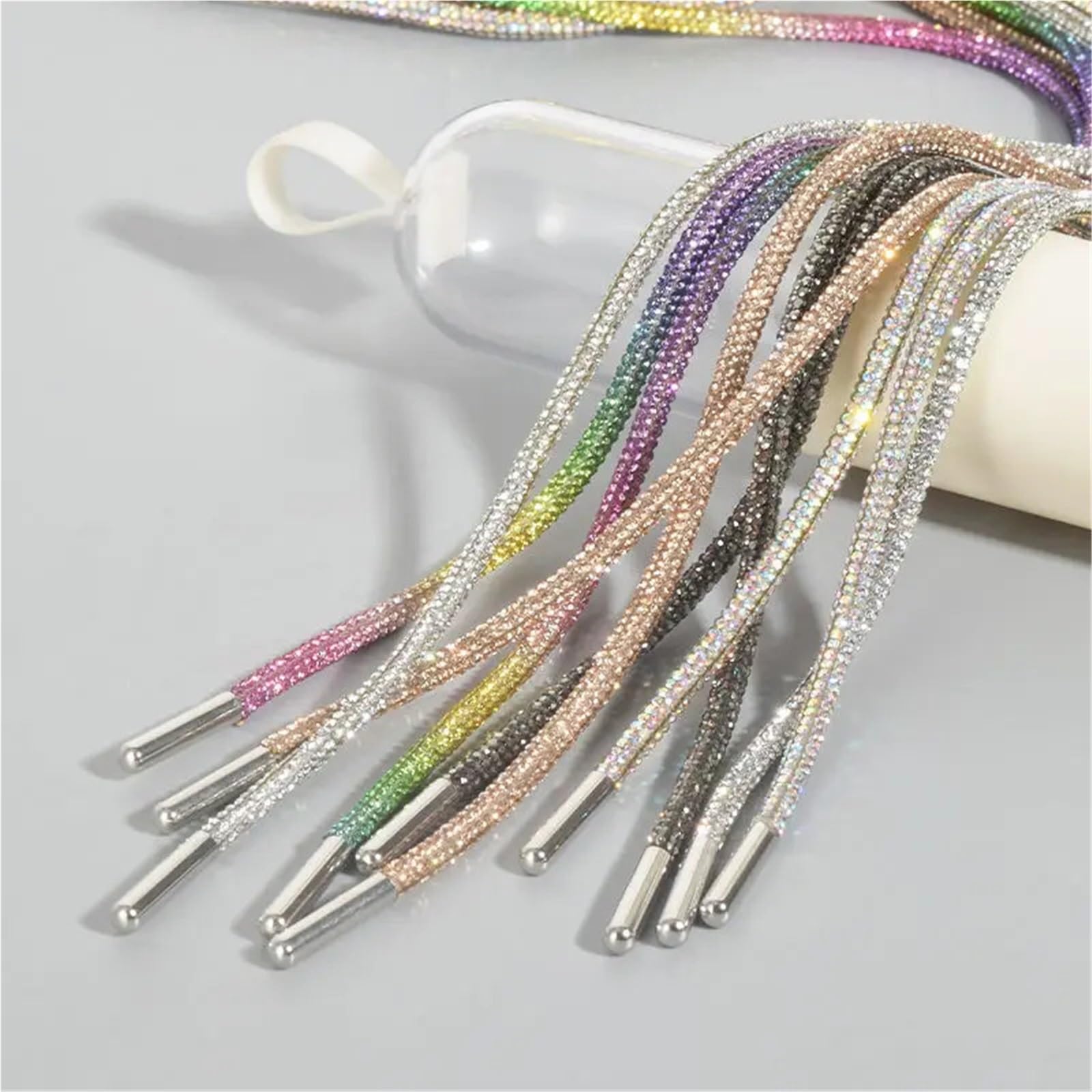 5Pcs Regenbogen Diamant Schnürsenkel Strass SneakersSchuhe Runde Für Sneaker
