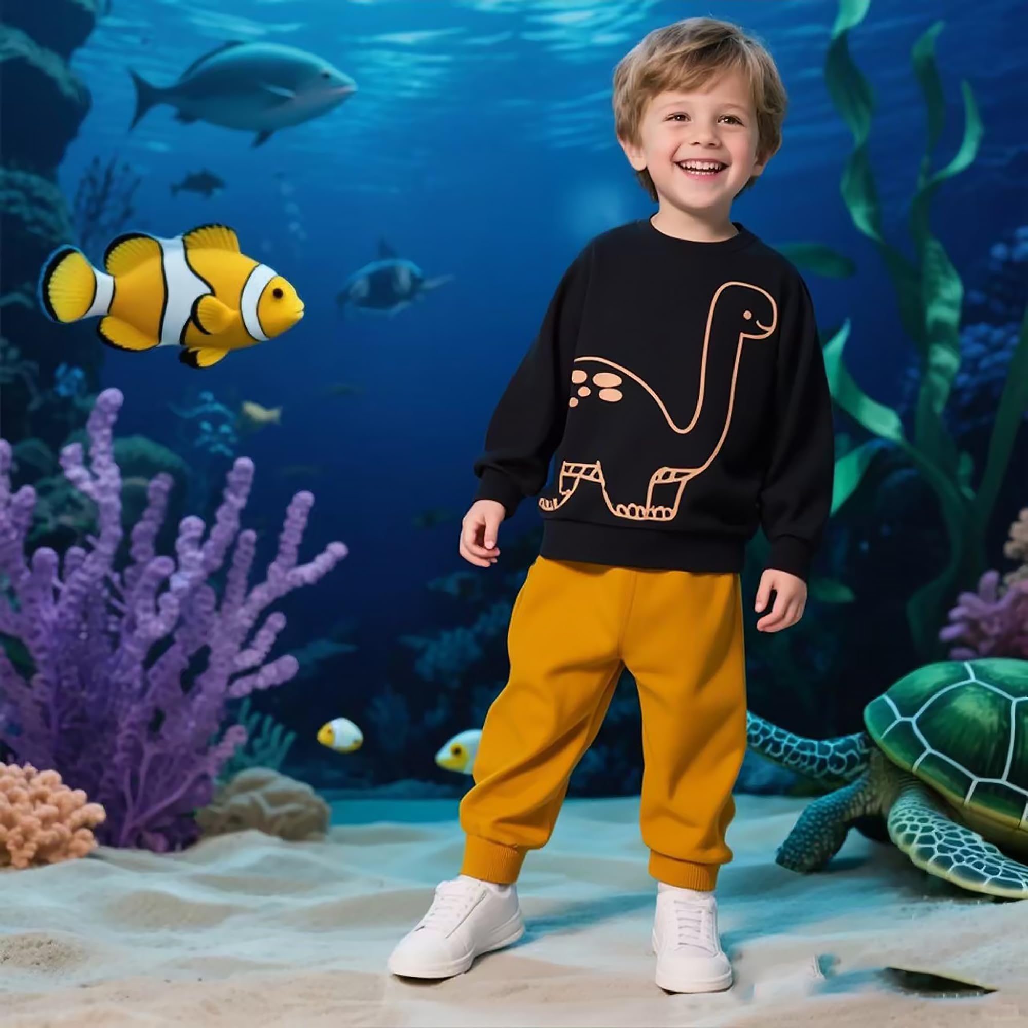 Jungen Bekleidungsset Kleinkinder Langarm Sweatshirt und Hose Dinosaurier Tier Raum Winter Herbst 2-teiliges Baumwolle Outfits Set 1-7 Jahre 92 98 104 110 116 122