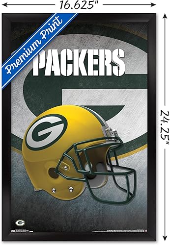 Miniatura 9 de Trends International NFL Green Bay Packers - Póster de pared con casco 16, 22.375 x 34 pulgadas, versión enmarcada de madera de granero