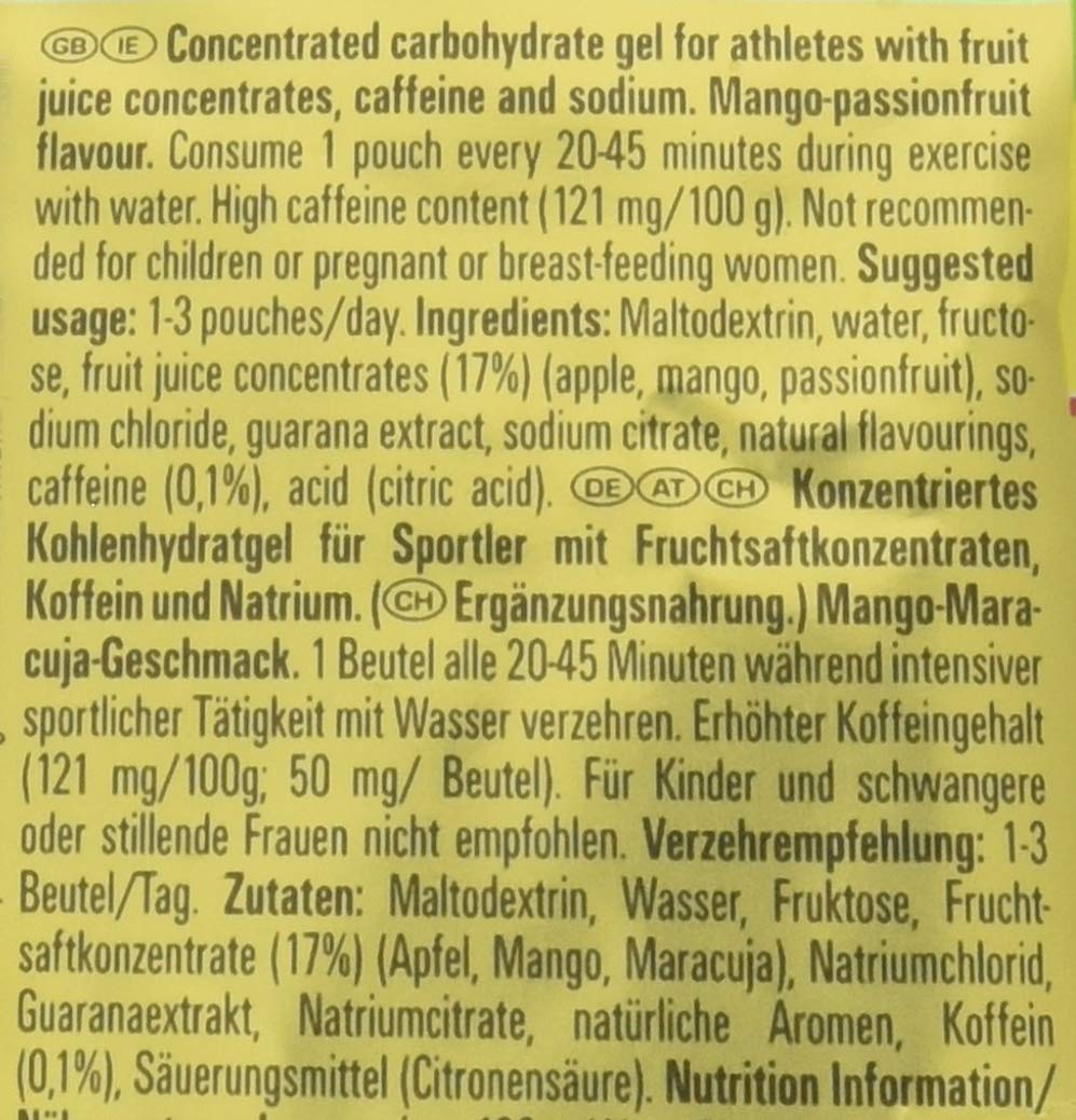 PowerBar Power Gel Fruit mit Kohlenhydraten, Maltodextrin & Natrium – Energie Gels – Vegan – Mango Passionfruit (24 x 41 g)