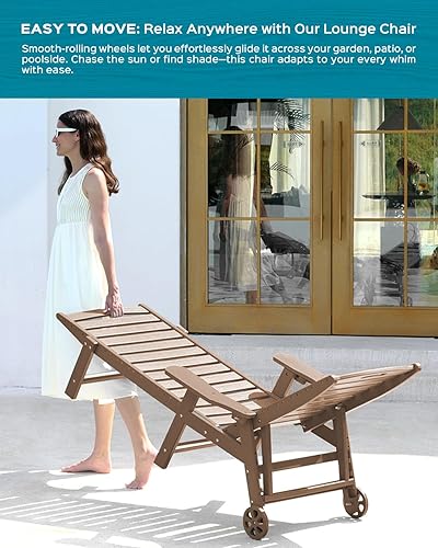 Miniatura 51 de Silla de Descanso para Exteriores, Silla de Descanso Chaise Lounge de Gran Tamaño con 5 Posiciones, HDPE, Silla de Descanso para Patio con Ruedas