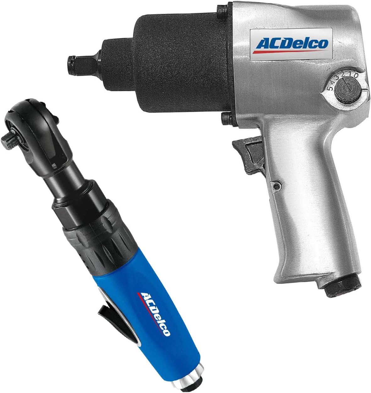 ACDelco ANI405A-NK1 Pneumatic Heavy Duty Twin Hammer ½” 5-Speed Impact Wrench & 3/8” Ratchet Wrench Combo Tool Kit