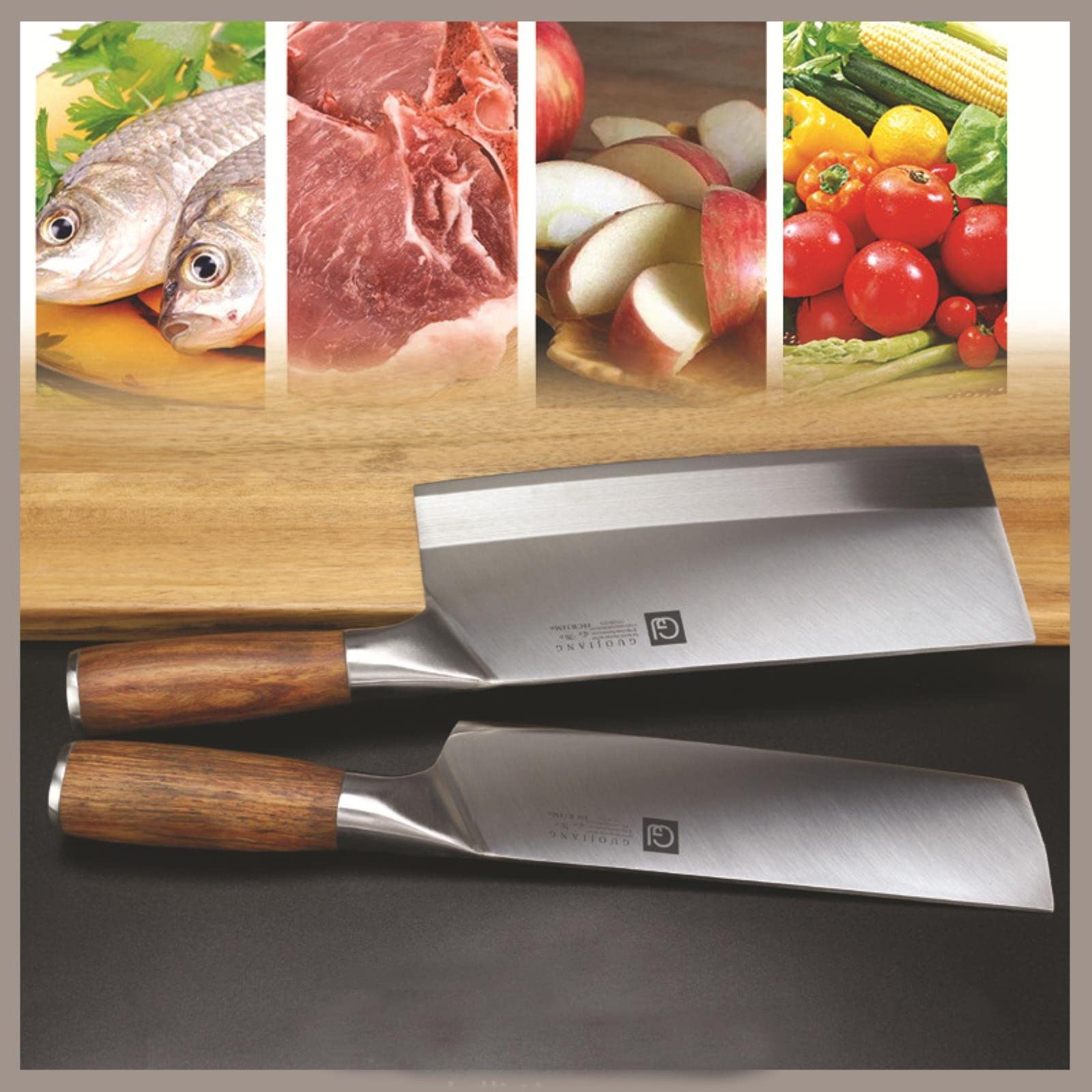 2 Pezzi Popolari coltelli da Chef in Acciaio Inox Coltello per affettare Carne Pollo Verdura Migliore mannaia Cinese Posate da Cucina