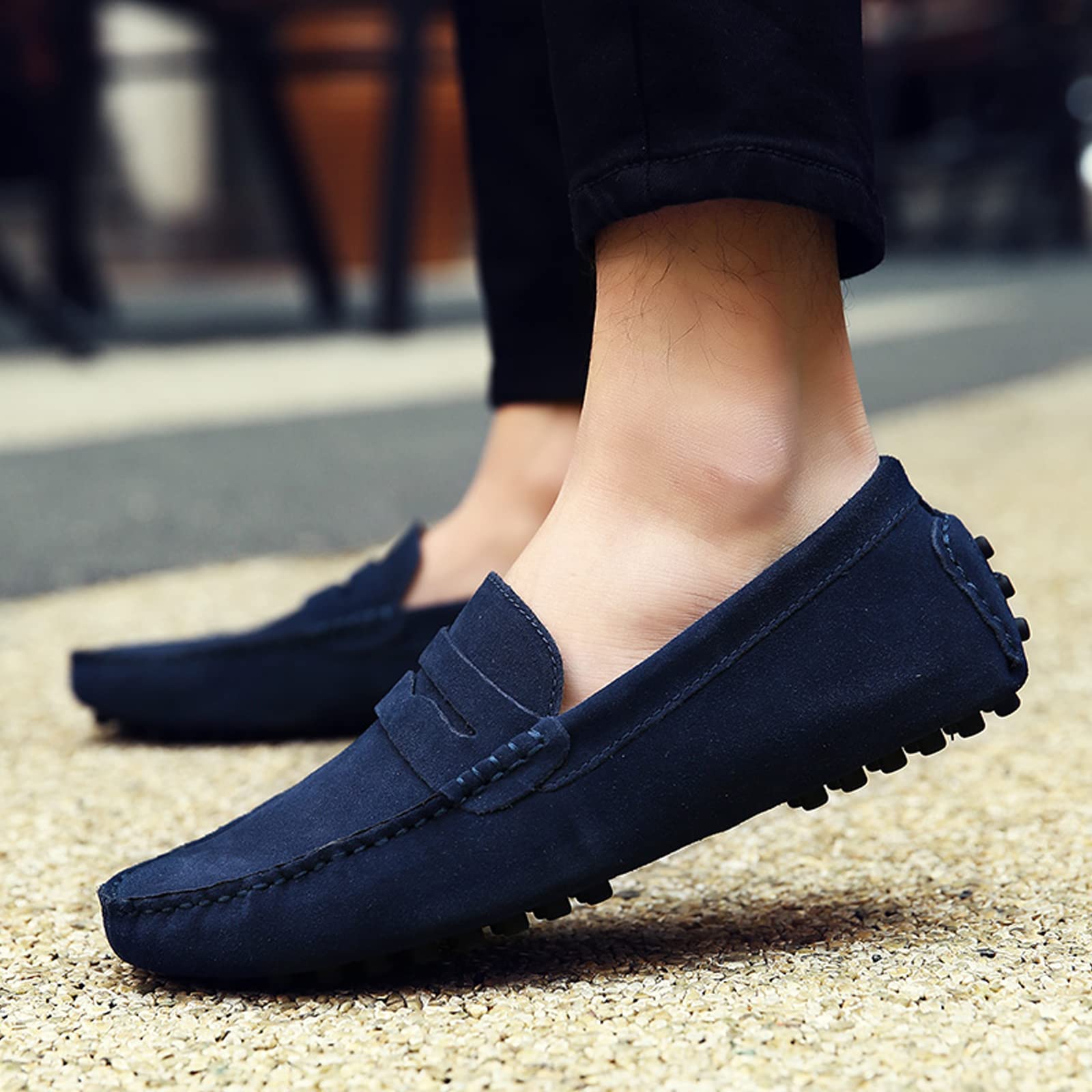 LZQpearl Mocasines Penny para Hombre, Zapatos Planos De Moda De Cuero De Gamuza para Hombre, Pantuflas De Mocasín Informales para Cubierta De Barco para Adultos Y Adolescentes Unisex
