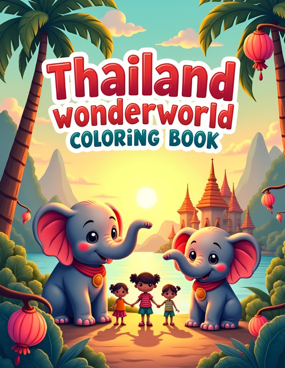 Thailand Wonderworld Coloring Book: Cute Thailand Adventure Coloring Book for Kids Ages 4–8 | Tropical Islands, Elephants and Fun Travel Scenes