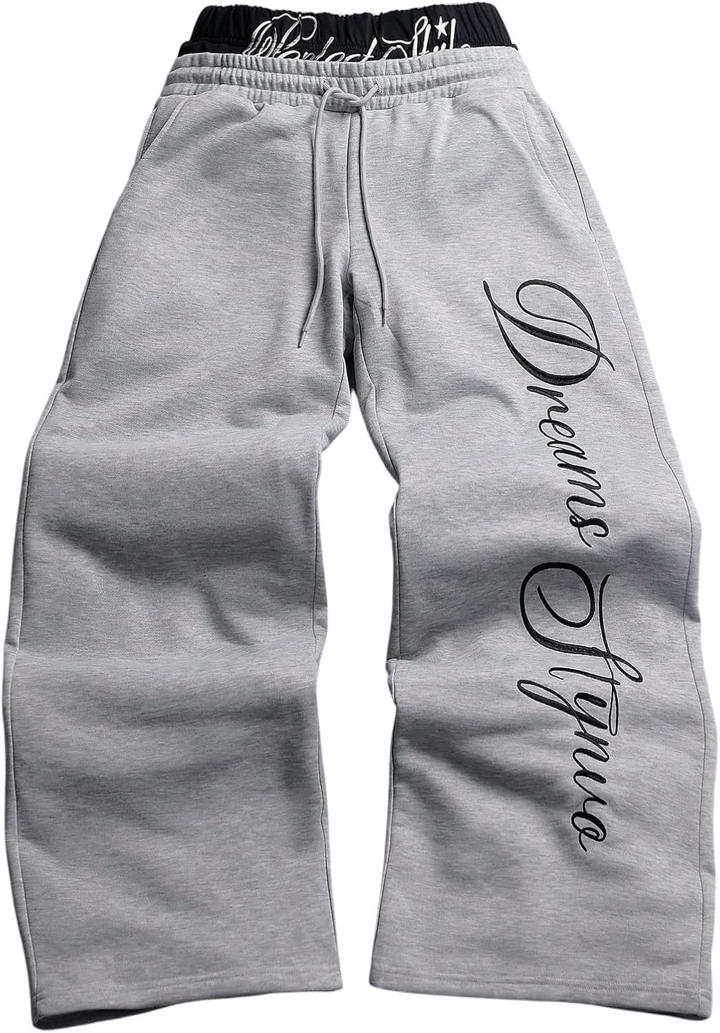 GORGLITTER Men's Wide Leg Baggy Sweatpants Y2k Graphic Stacked Jogging Pants Elastic Waist Sweat Pants