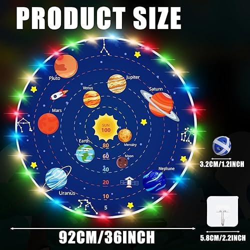 Miniatura 2 de Glimin Tablero de dardos LED grande de 36 pulgadas de doble cara con 20 bolas adhesivas LED, planeta gigante de dardos, juguetes deportivos para