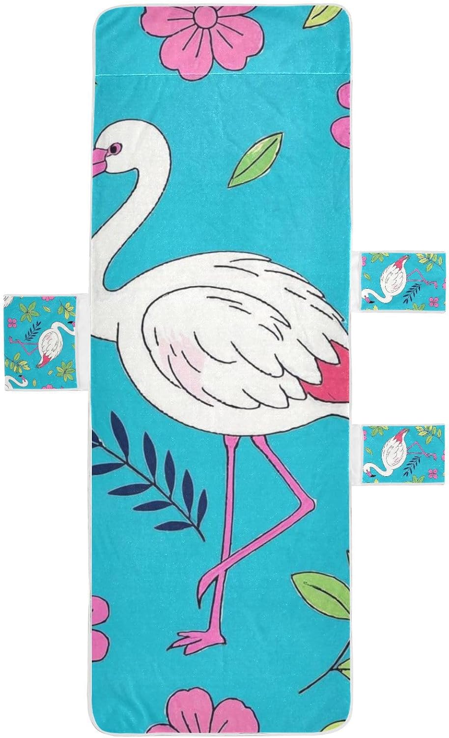 Elegant Animal Flamingo Peach Blue Patio Lounge Chair Covers Heavy Duty Outdoor Chaise Lounge Cover with Windproof Straps for Beach Garden Courtyard Trips, 85" X 30"