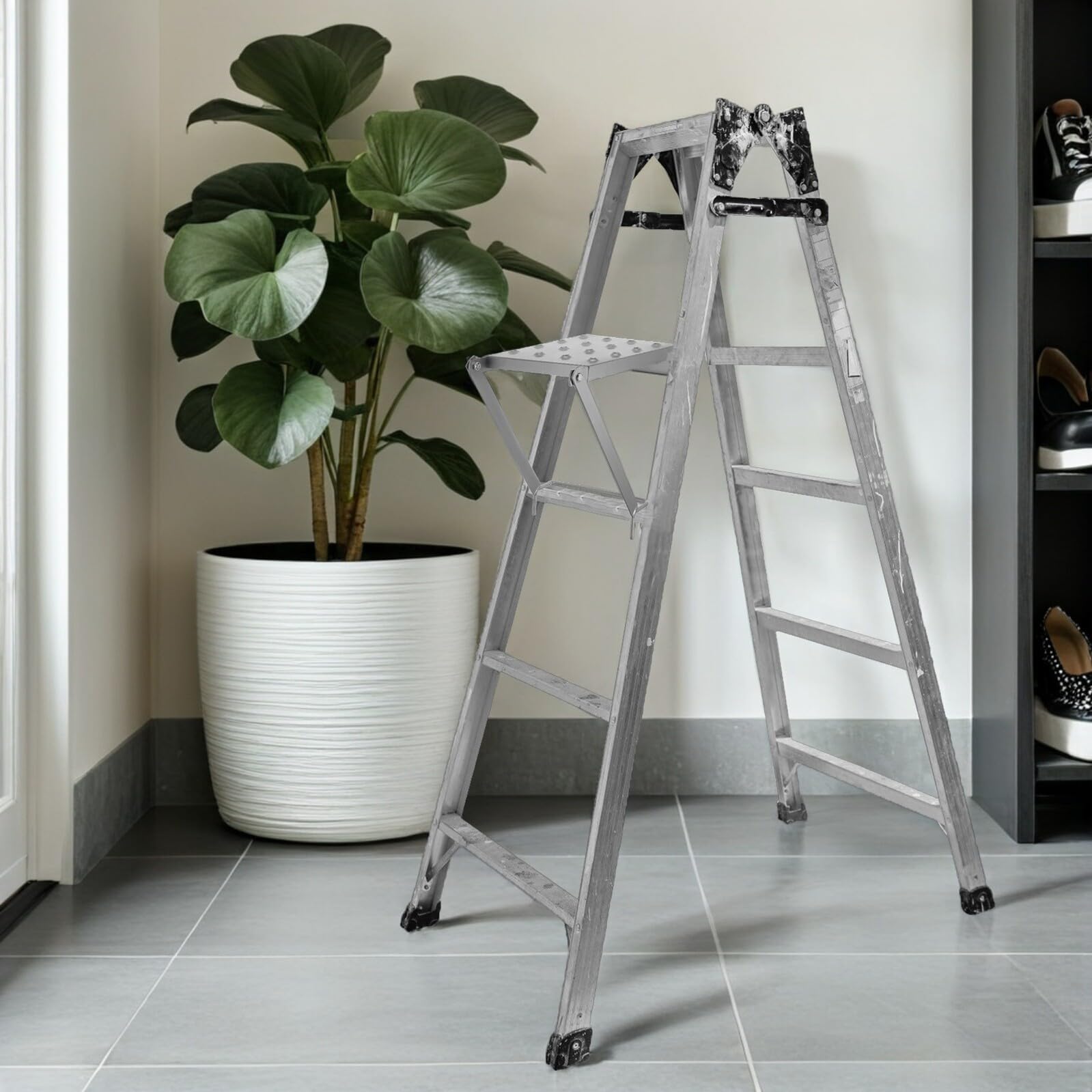 Plataforma Escalera Plegable Hierro Resistente para Herramientas Estante Pequeño Multifuncional AAdjustable para Mantenimiento y Limpieza en Hogar y Taller
