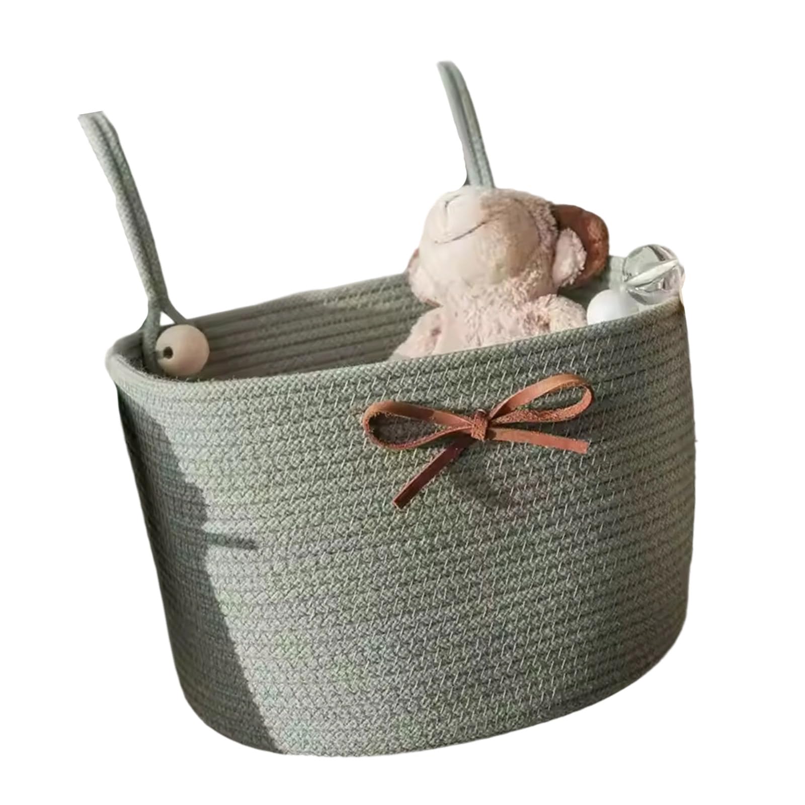 Cesto Porta Pannolini Per Bambini In Corda Di Cotone – Organizer A Forma Di Orso, Verde, Per Cameretta