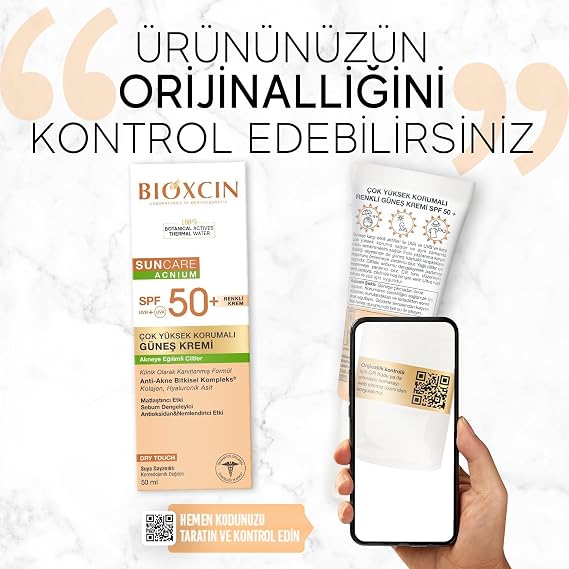Bioxcin Sun Care Akneye Eğilimli Ciltler Için Renkli Güneş Kremi 50 Spf - Akne, Dry Touch, Mat Tinted
