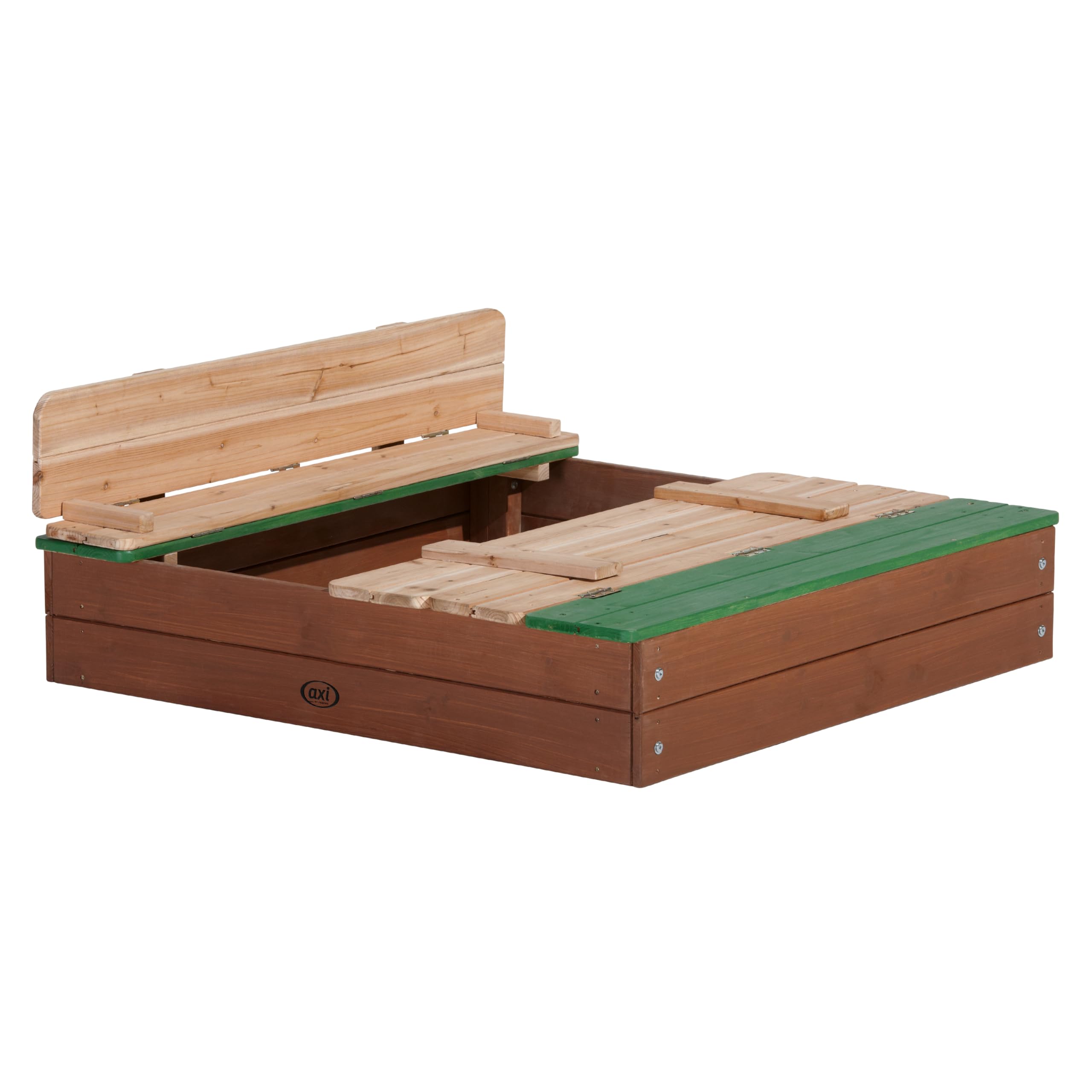 Axi Ella Bac À Sable Enfant - 100 X 95 Cm | Bac À Sable pour Enfants en Bois avec Couvercle Marron & Vert