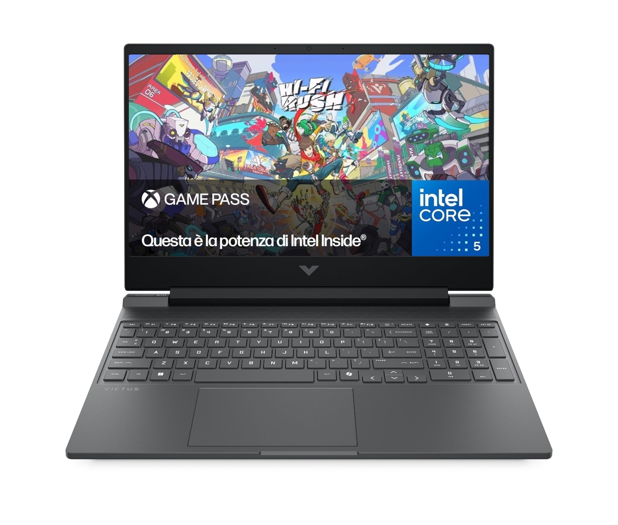 HP Victus 15-fa2003sl Notebook, Intel Core 5-210H, 16GB RAM, 512GB SSD, Display 15.6'' FHD IPS 144Hz, Wi-Fi, Nvidia RTX 5050 8GB, Windows 11, 3 mesi di Game Pass Inclusi, Grigio