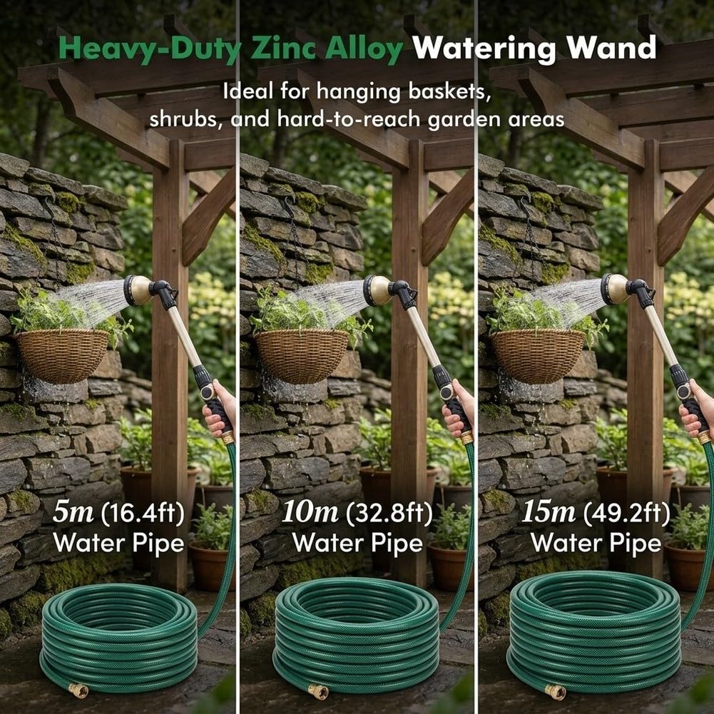 Ugello per tubo da giardino resistente, 45,7 cm, in lega di zinco (D)