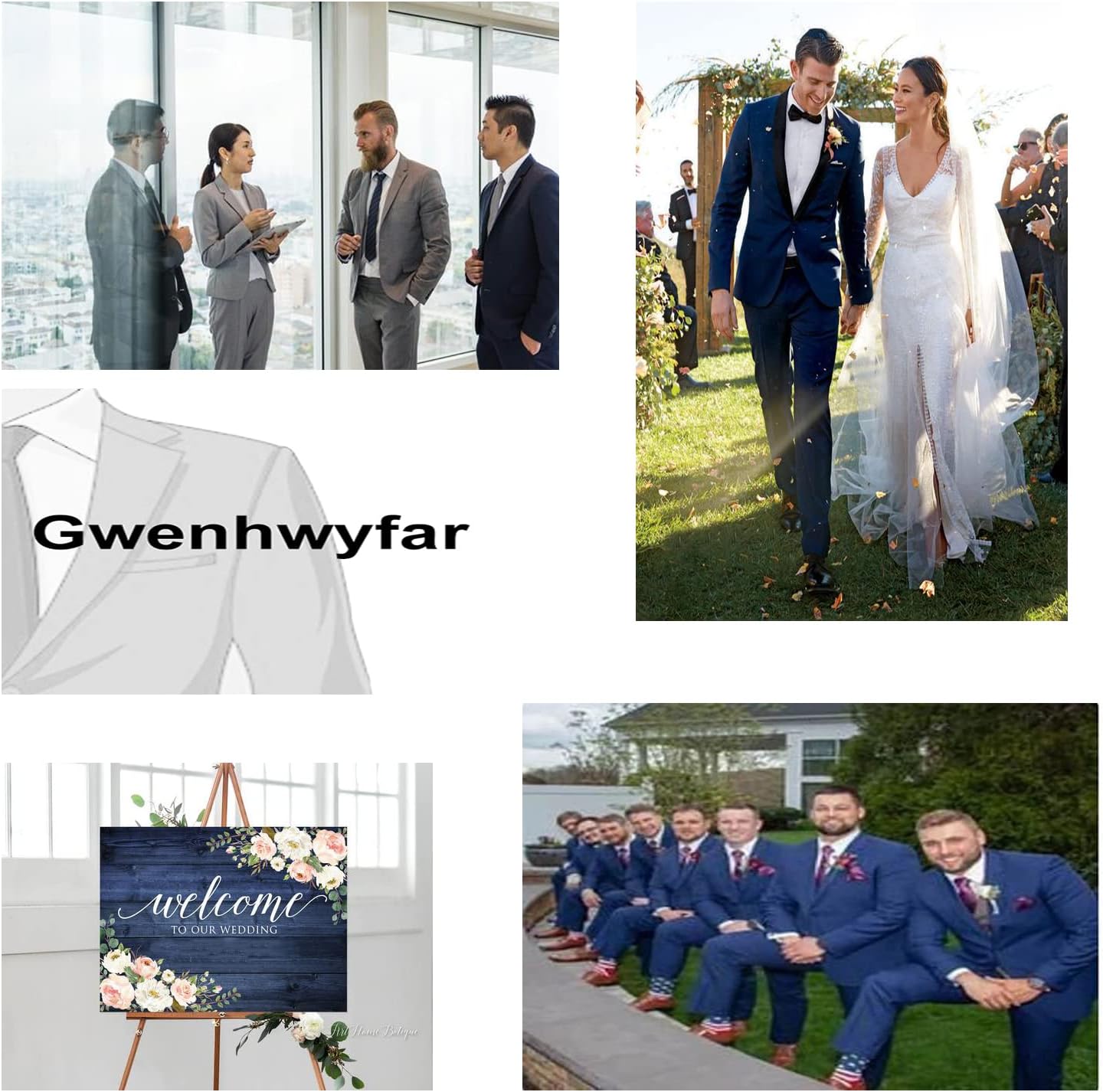 Mens Suits Slim Fit 3 Piece Tuxedo Suit Set for Prom Party Wedding Dress Floral Jacquard Jacket Vest Pants Formal Suit for Men Homecoming Outfit Blue