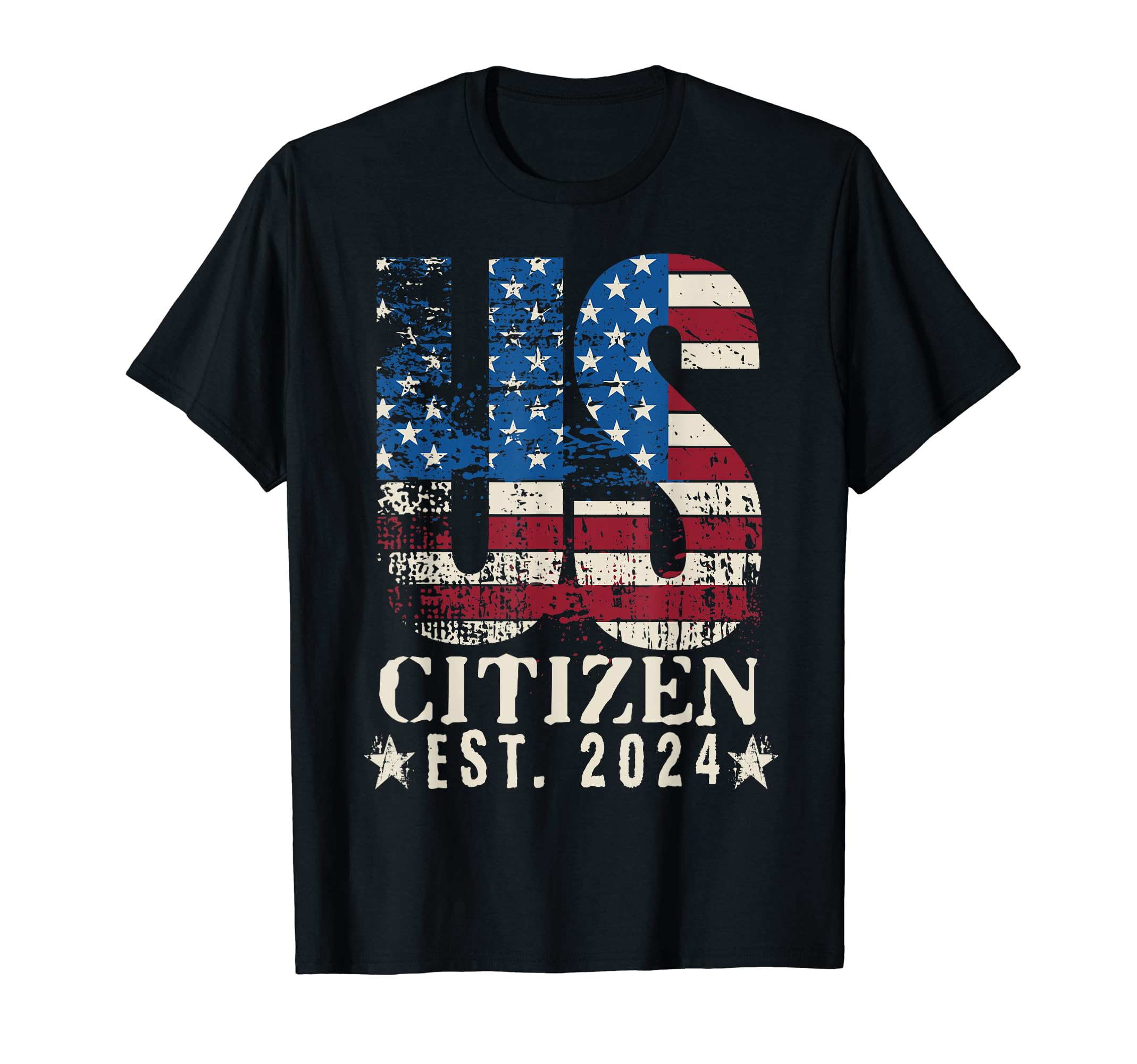US Citizen 2024 & New US Citizen 2024 Apparel.New US Citizen Est. 2024 Vintage Distressed Citizenship T-Shirt