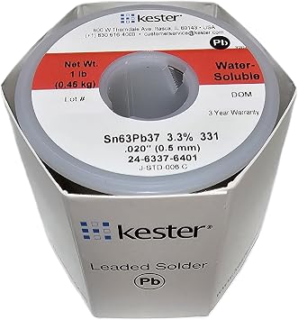 Kester 331 Lead Solder Wire - 1 lb - 0.02 in Wire Diameter - Sn/Pb Compound - 37 % Lead Content - 24-6337-6401 [PRICE is per POUND]