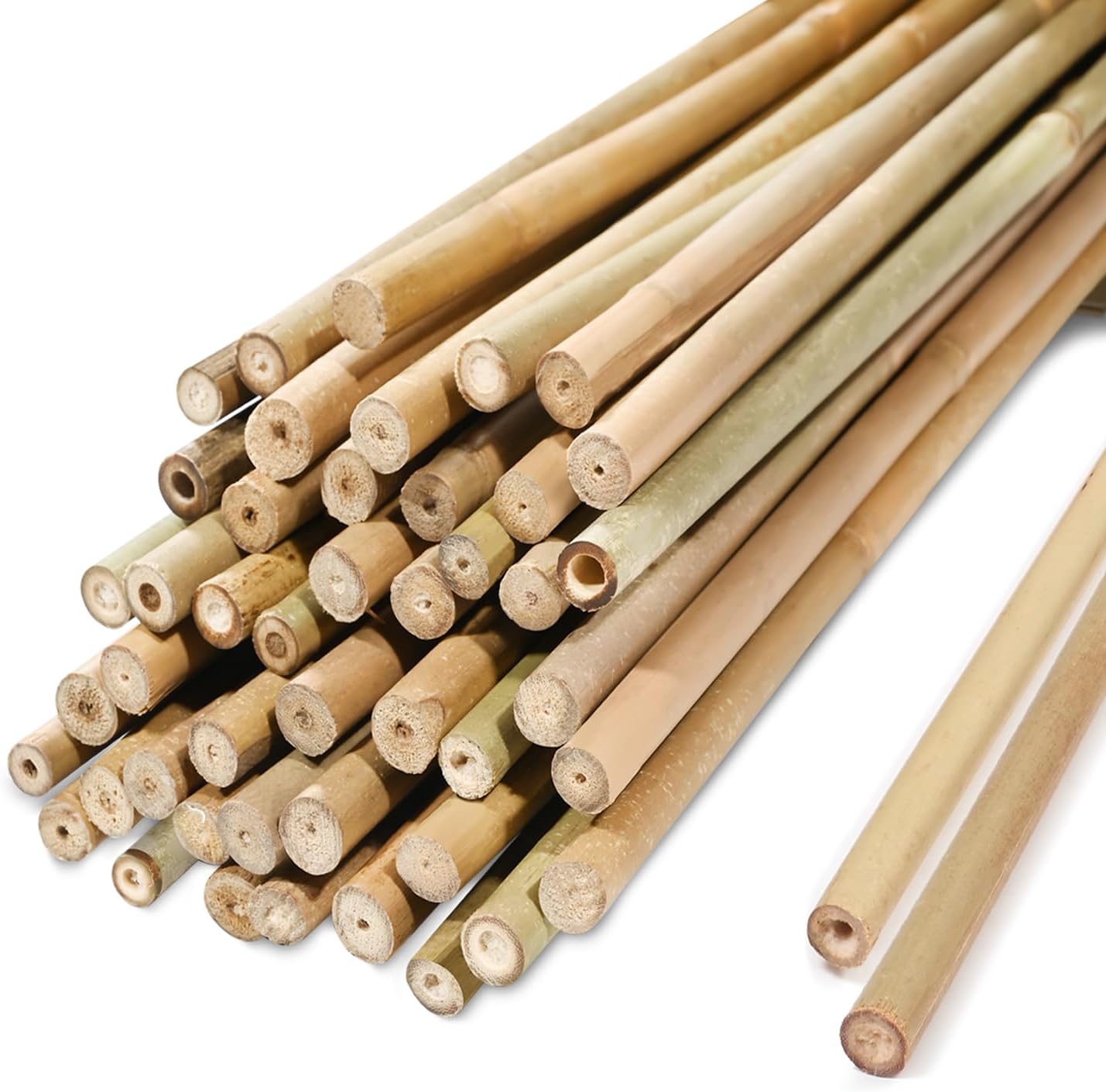 Bamboo Stakes for Plants, 50 Pack Bamboo Stakes 5 Feet(58in, Approx 5FT), Natural Garden Stakes for Tomatoes and Climbing Plant Support, Sturdy Bamboo Plant Stakes