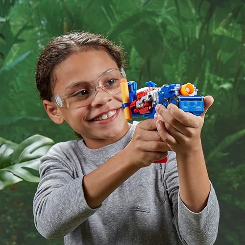 Miniatura 7 de Transformers Toys Rise of The Beasts Movie 2 en 1 Optimus Prime Blaster alimentado por Nerf para edades de 6 años en adelante, 7 pulgadas