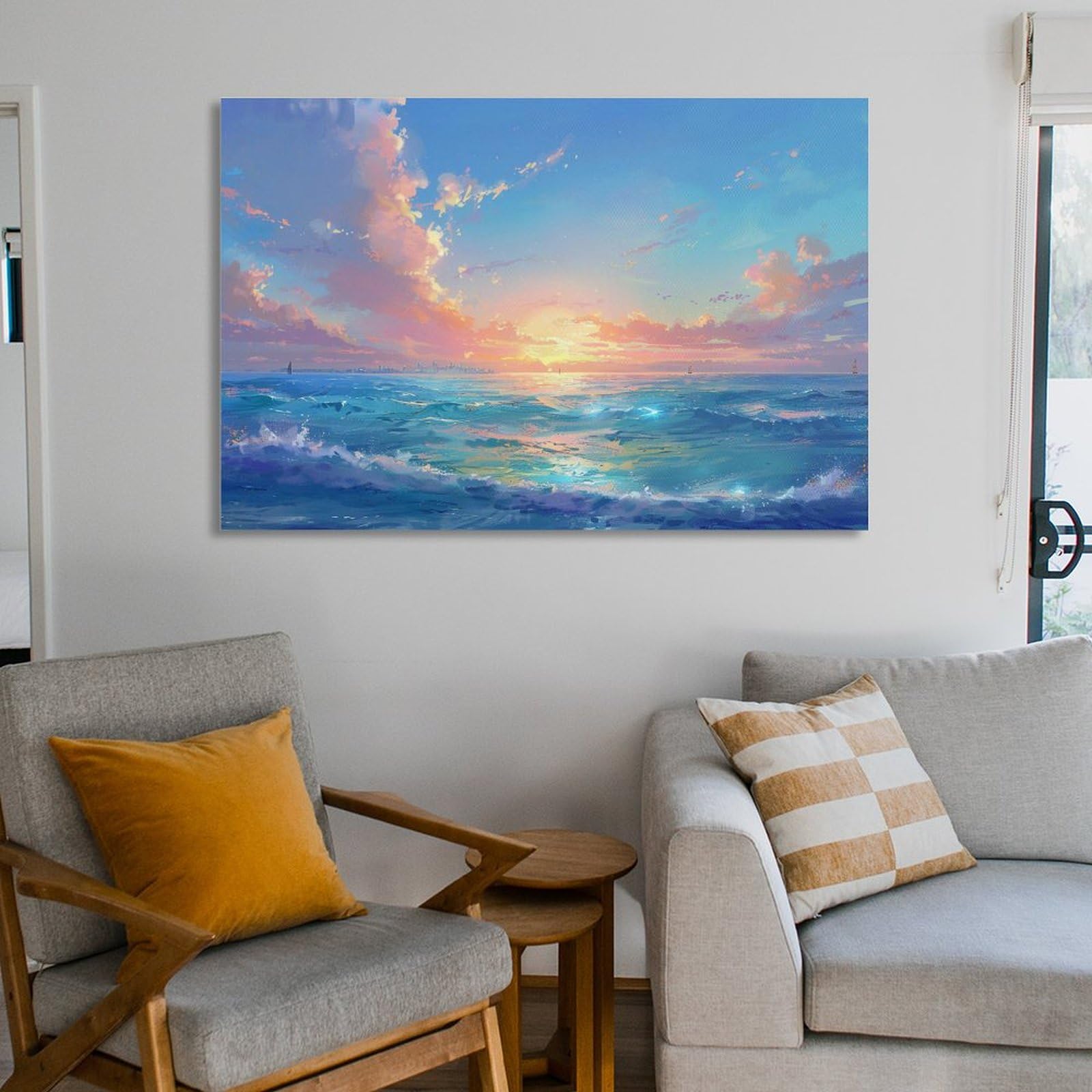 Amazon.co.jp: 絵画 美しい海の景色インテリア 絵画 魅力的な色の空