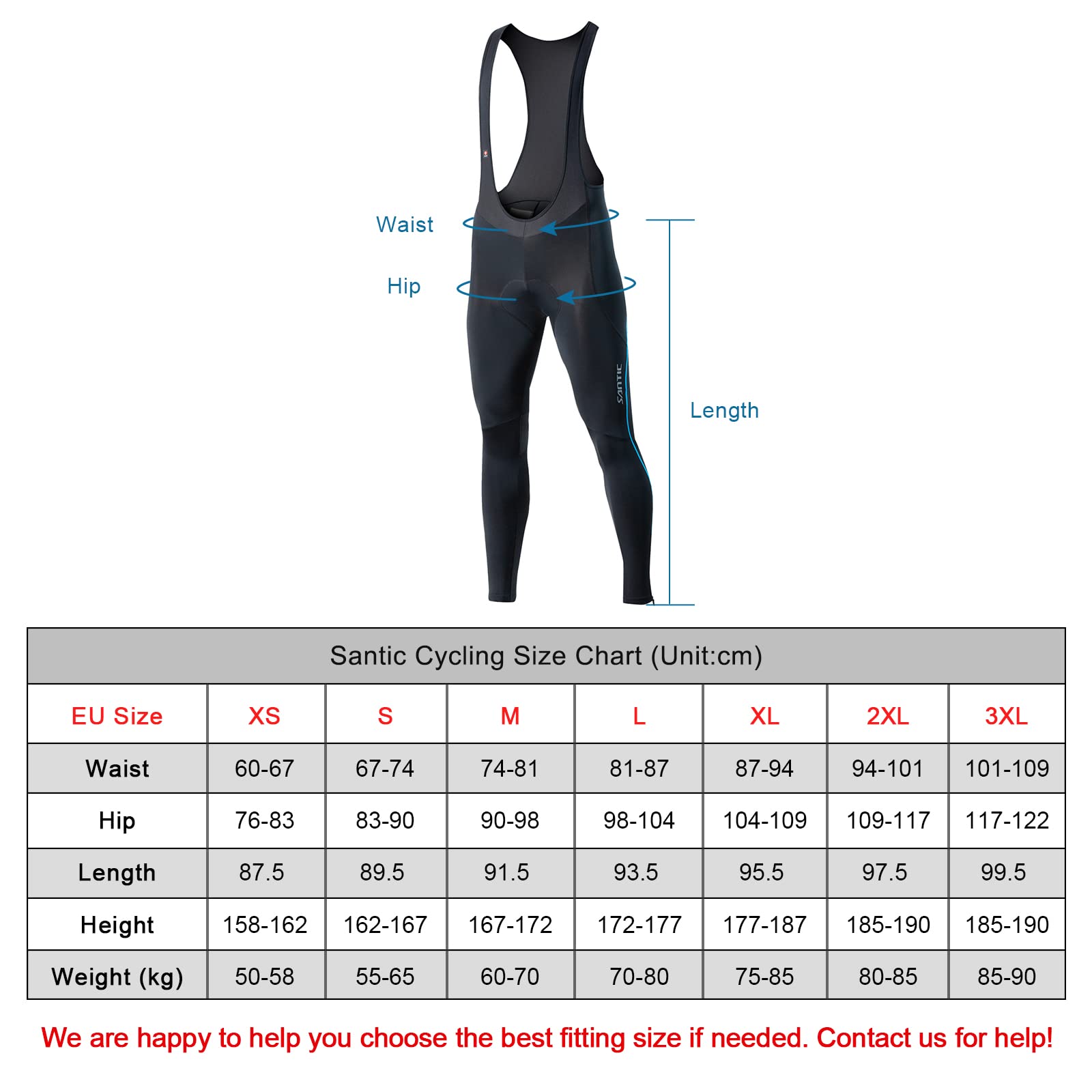 Santic Cuissard Cycliste Homme Longue Pantalon Velo Rembourré Cuissard VTT