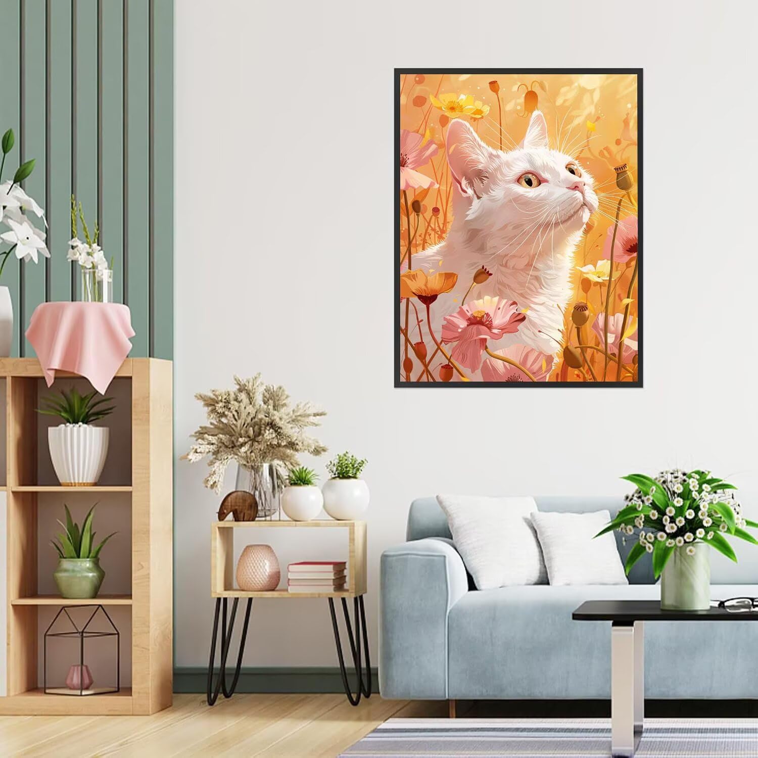Dipingere con i Numeri Adulti gatto, piante Dipingere con i Numeri Bambini DIY Kit, Set Premium con Pennelli, Decorazione Casa & Creativo Regalo di Compleanno, Attività di Tempo libero 90x120cm z-302