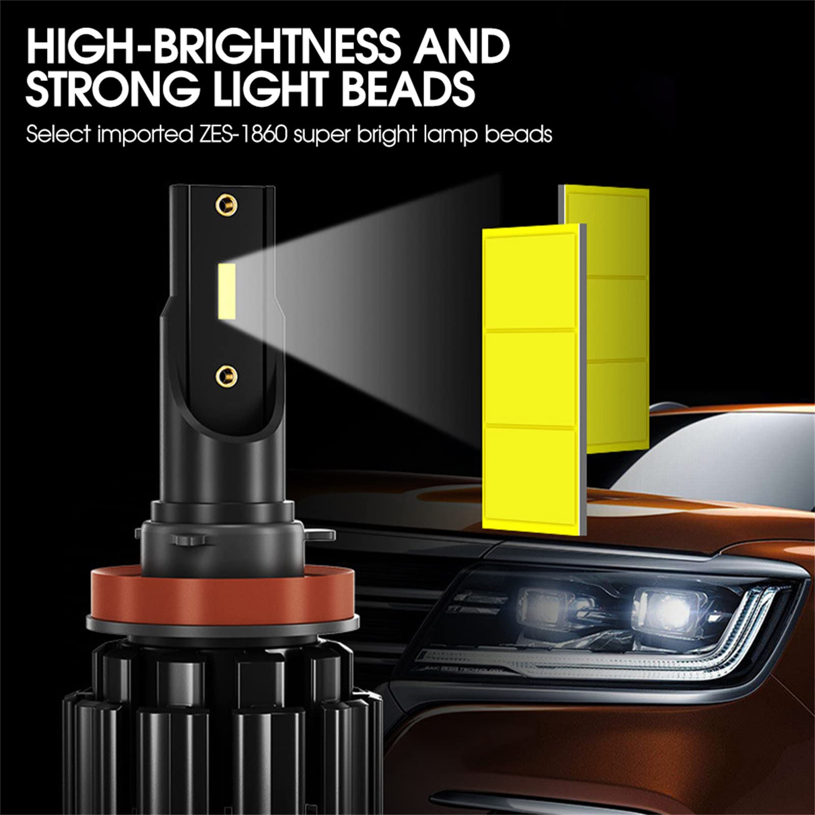 Bombillas LED Para Faros Delanteros, Kit De Conversión Combinado De Bombillas LED Para Faros Delanteros De Haz Alto, 100 W 16000 Lm Por Juego, Bombillas Halógenas De Repuesto, Paquete De 2,9004/hb1