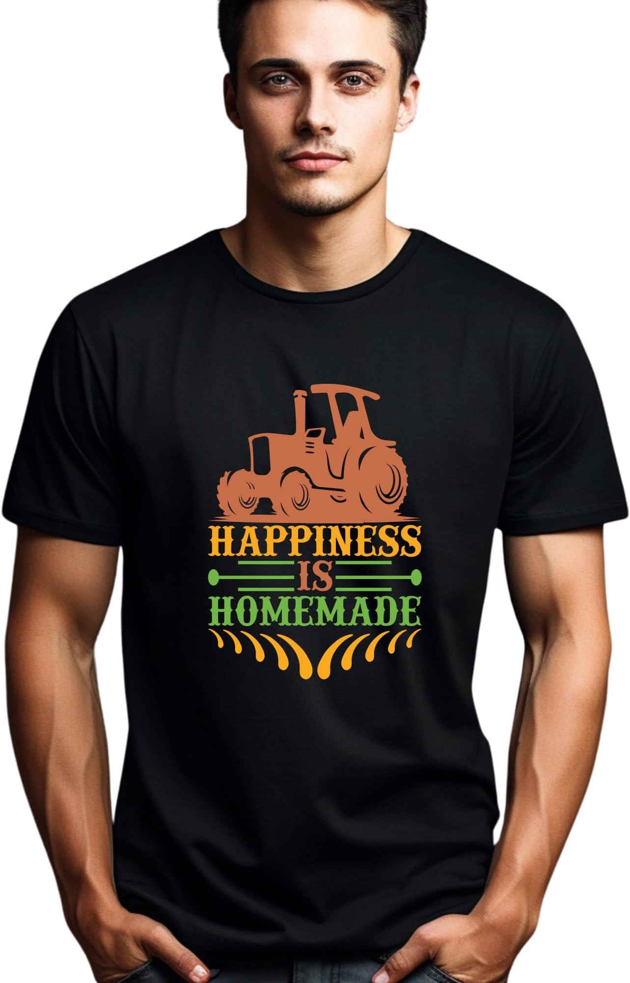 Seek Buy LoveTractor Graphic Tee, Happiness is Homemade, Farm Life Casual Shirt, Unisex Country T-Shirt, Gift for Farmer