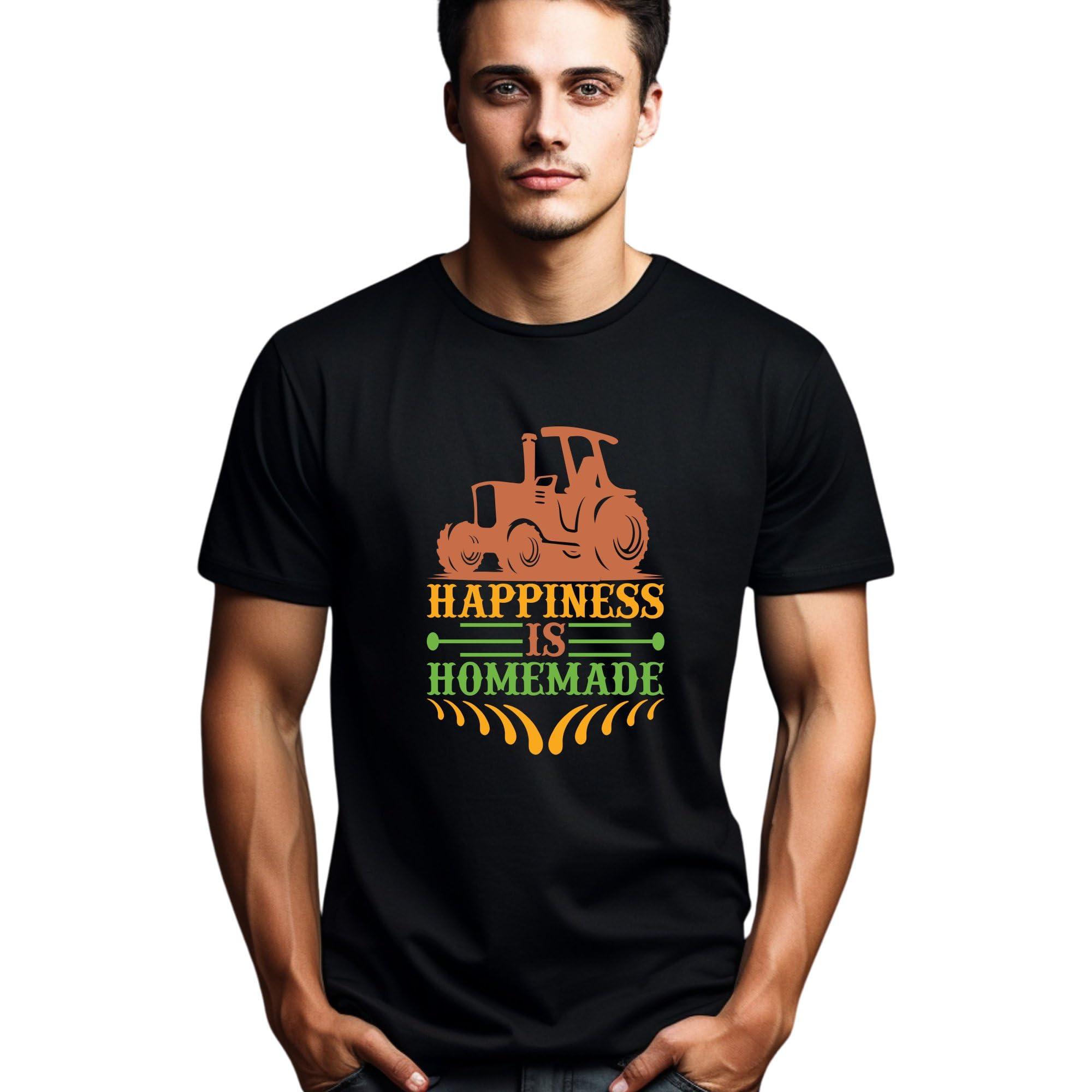 Seek Buy LoveTractor Graphic Tee, Happiness is Homemade, Farm Life Casual Shirt, Unisex Country T-Shirt, Gift for Farmer