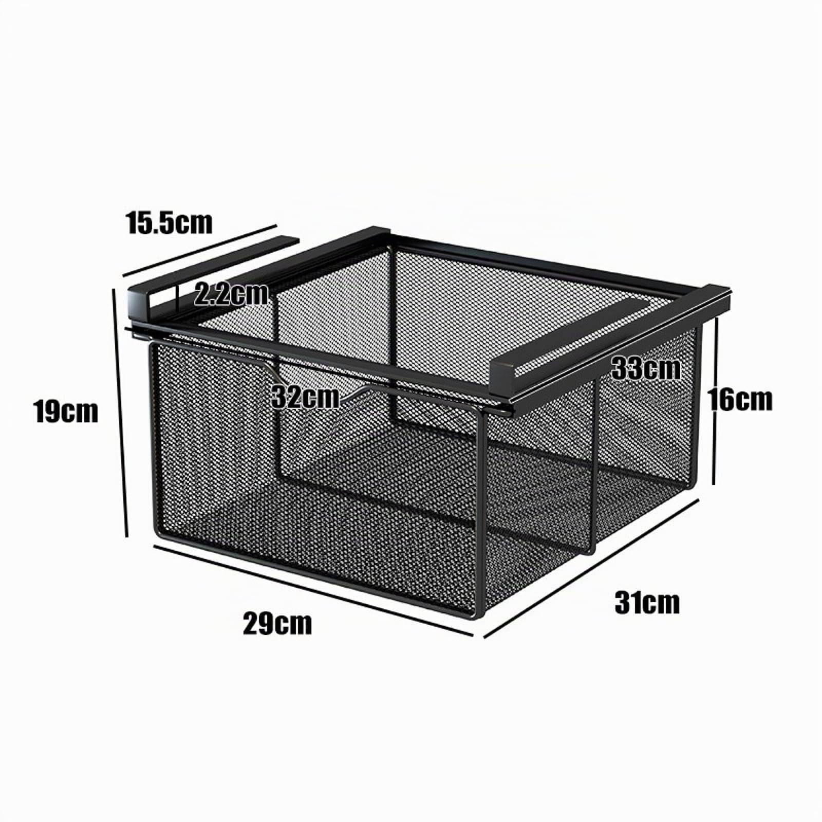 Colcolo Cestello Estraibile per cassetto sospeso, cestello portaoggetti Estraibile sotto ripiano, Organizer portaoggetti sotto Mobile per Camera da Letto, Neroxl