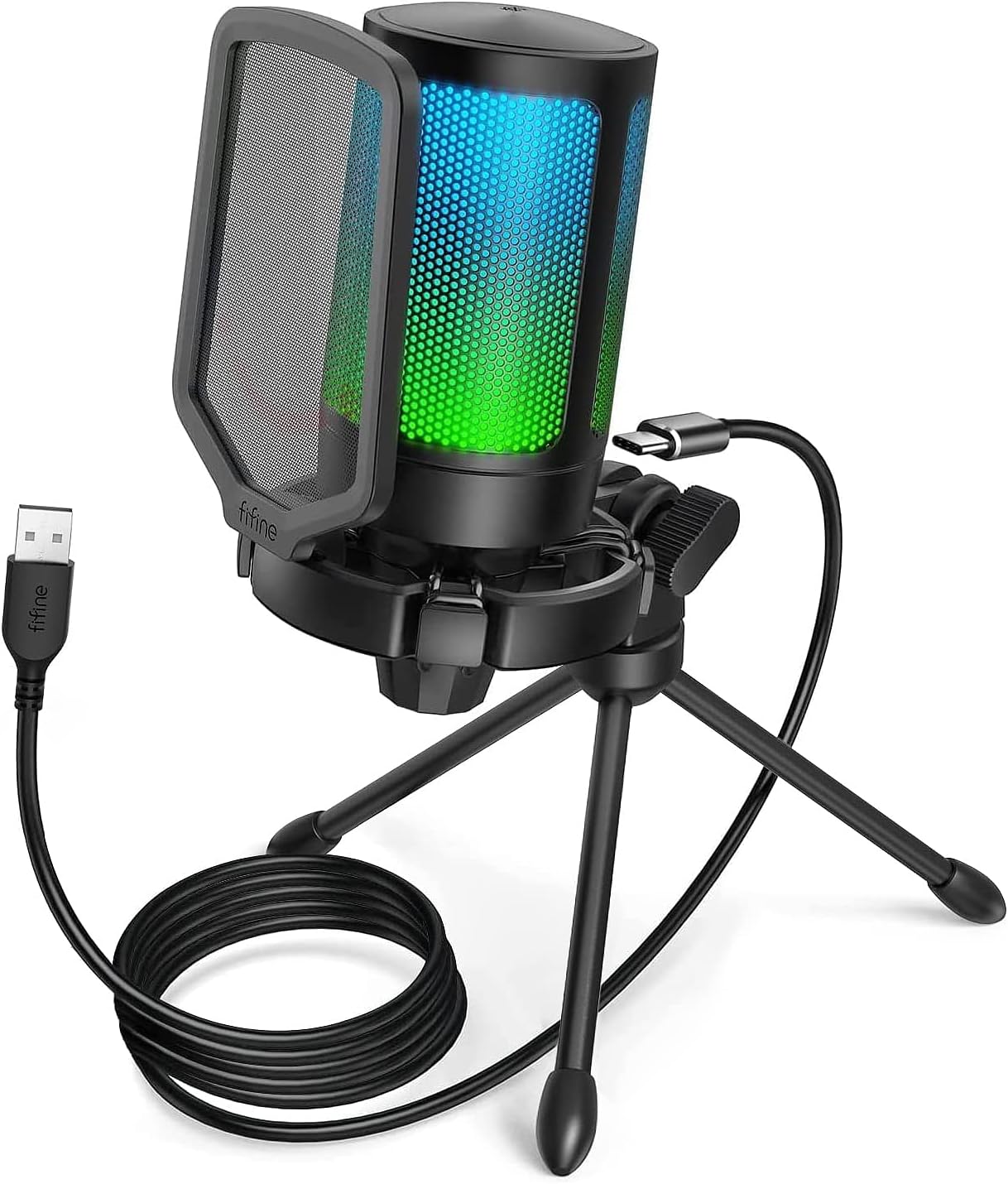 Gaming Microphone PC, USB Microphone for Streaming Podcast Studio, with Microphone Stand and Mute Button, for PS4 PS5 Mac
