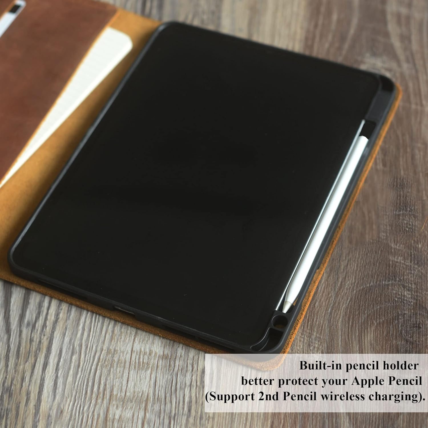 Personalized leather cover for iPad mini 6, iPad pro 12.9, Pro 11 case, iPad air 4 case, ipad Portfolio with apple pencil holder - 601CP2 - Distressed Brown