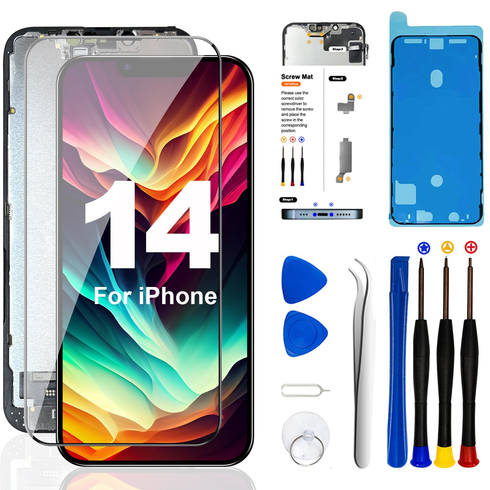 Amazon.com: LMQ for iPhone 14 Screen Replacement 6.1inch Full HD