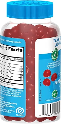 Vista 9 de Digestive Advantage Gomitas de fibra prebiótica + probióticos para la salud intestinal, 0.18 oz de fibra prebiótica más 1 mil millones de UFC