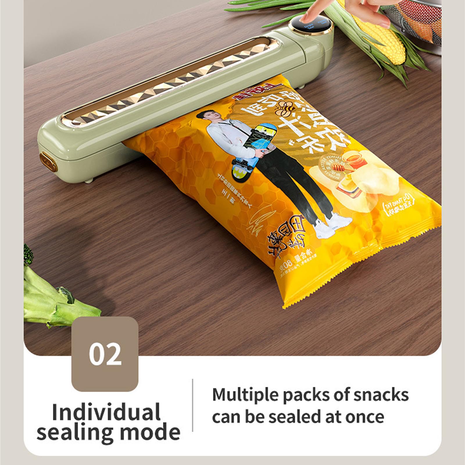 Máquina de envasado al vacío automática, máquina selladora al vacío con 50 Bolsas selladoras al vacío, máquina de vacío Totalmente automática con Sellado táctil (White 50* Sealer Bags)