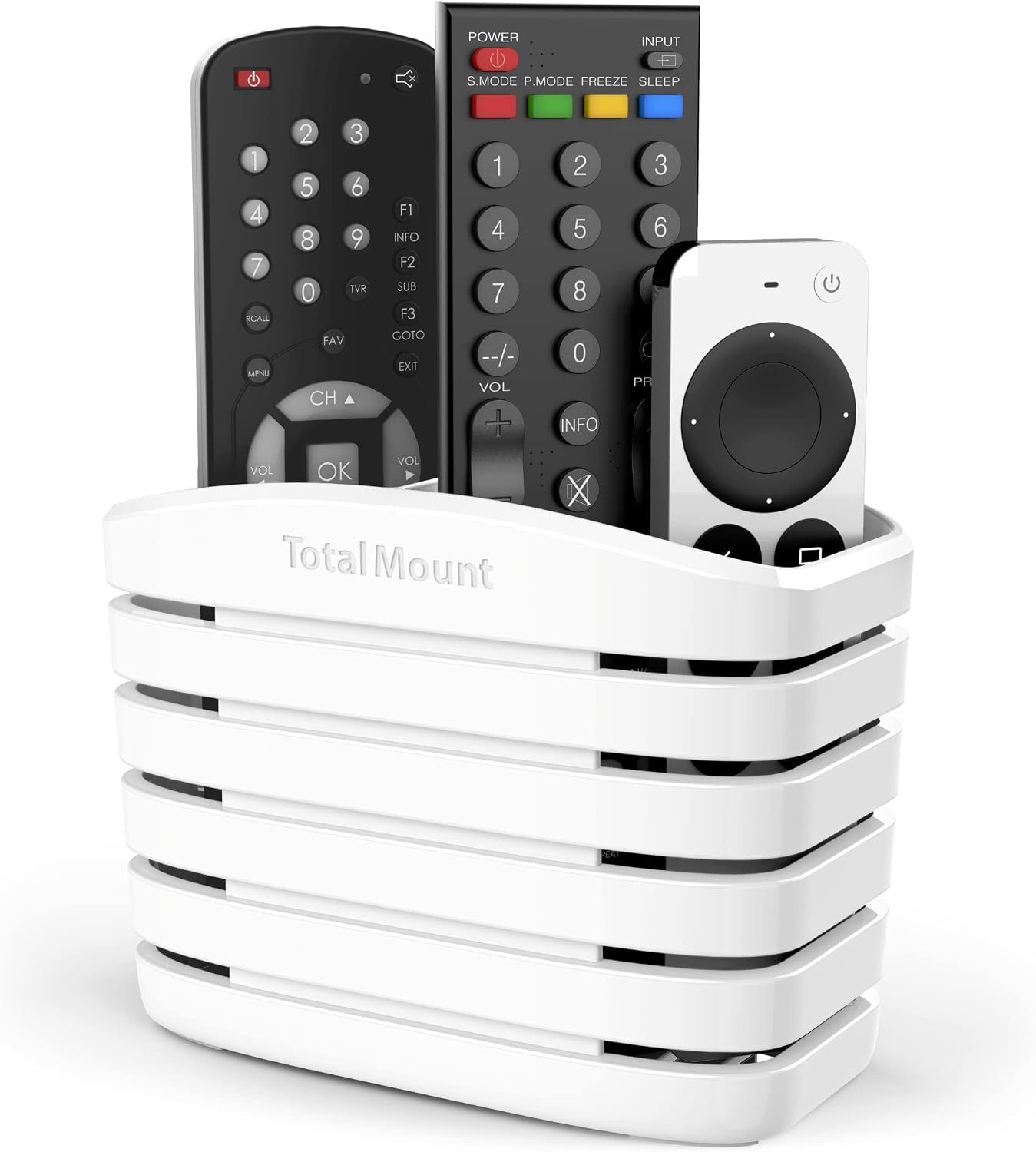 TotalMount Remote Control Holder – Premium Quality and Extra Stable to Place Near Your TV, Bed, or Table (Medium – Fits Three Remotes, Premium Black)