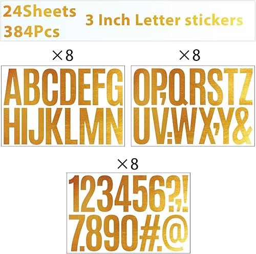 Miniatura 3 de 384 piezas de 24 hojas de calcomanías de letras grandes, letras de tablero de anuncios de 3 pulgadas, letras adhesivas de vinilo para tablones de
